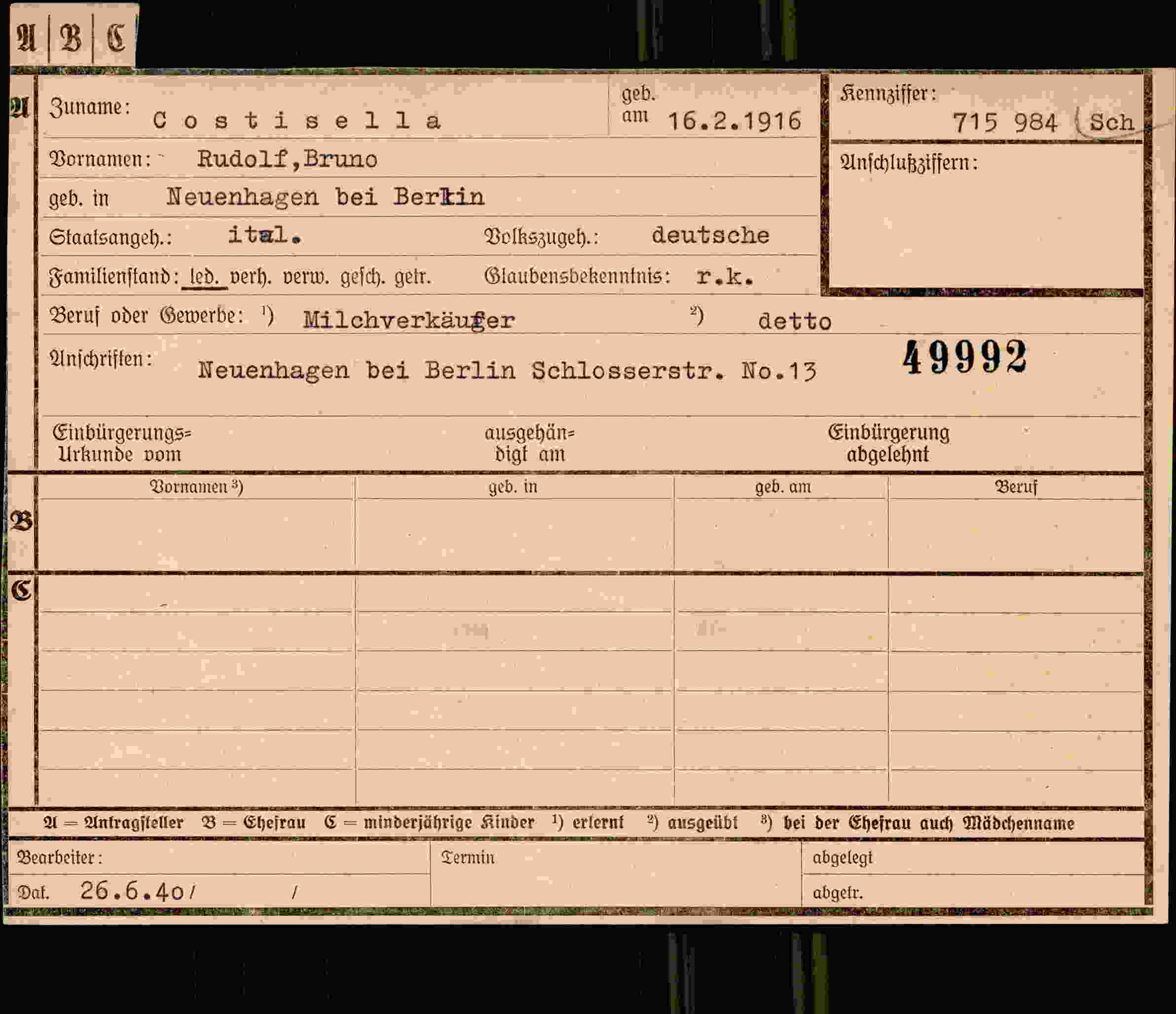 Vorderseite des Dokuments