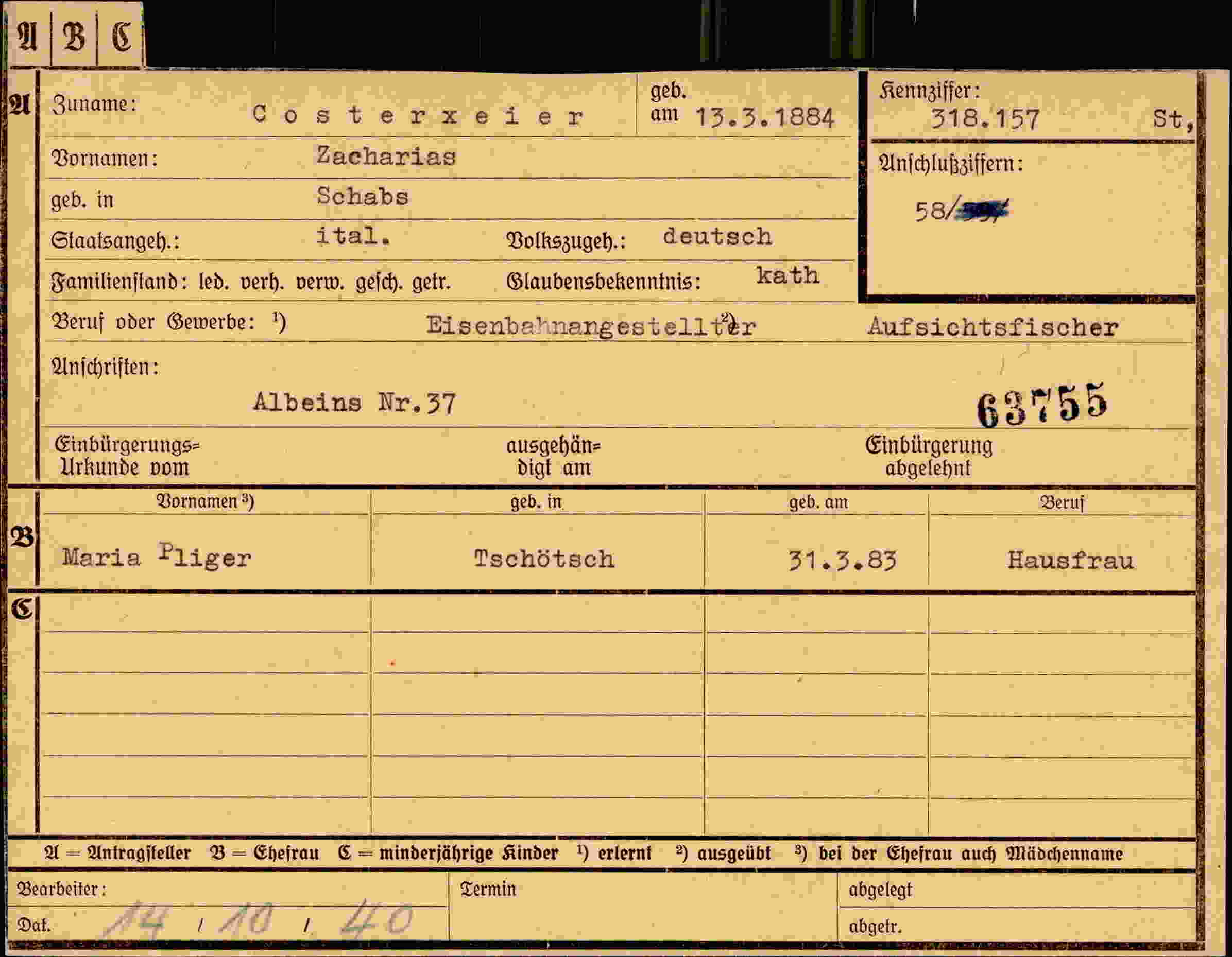 Dokument für Zacharias Costerxeier