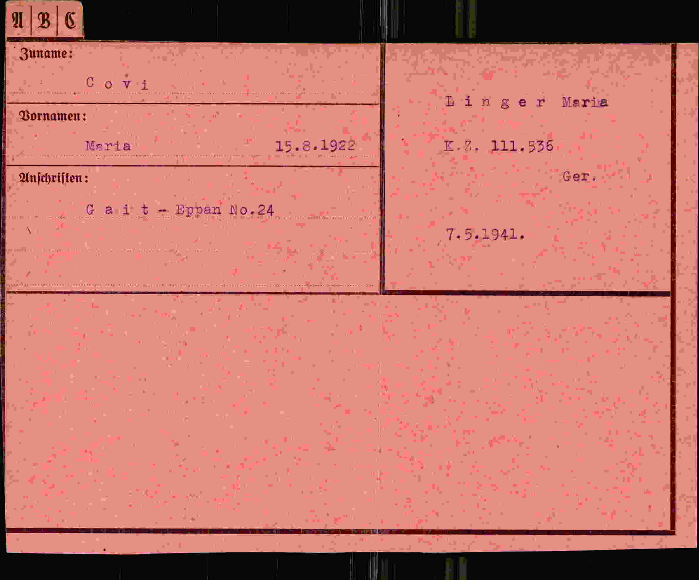 Vorderseite des Dokuments