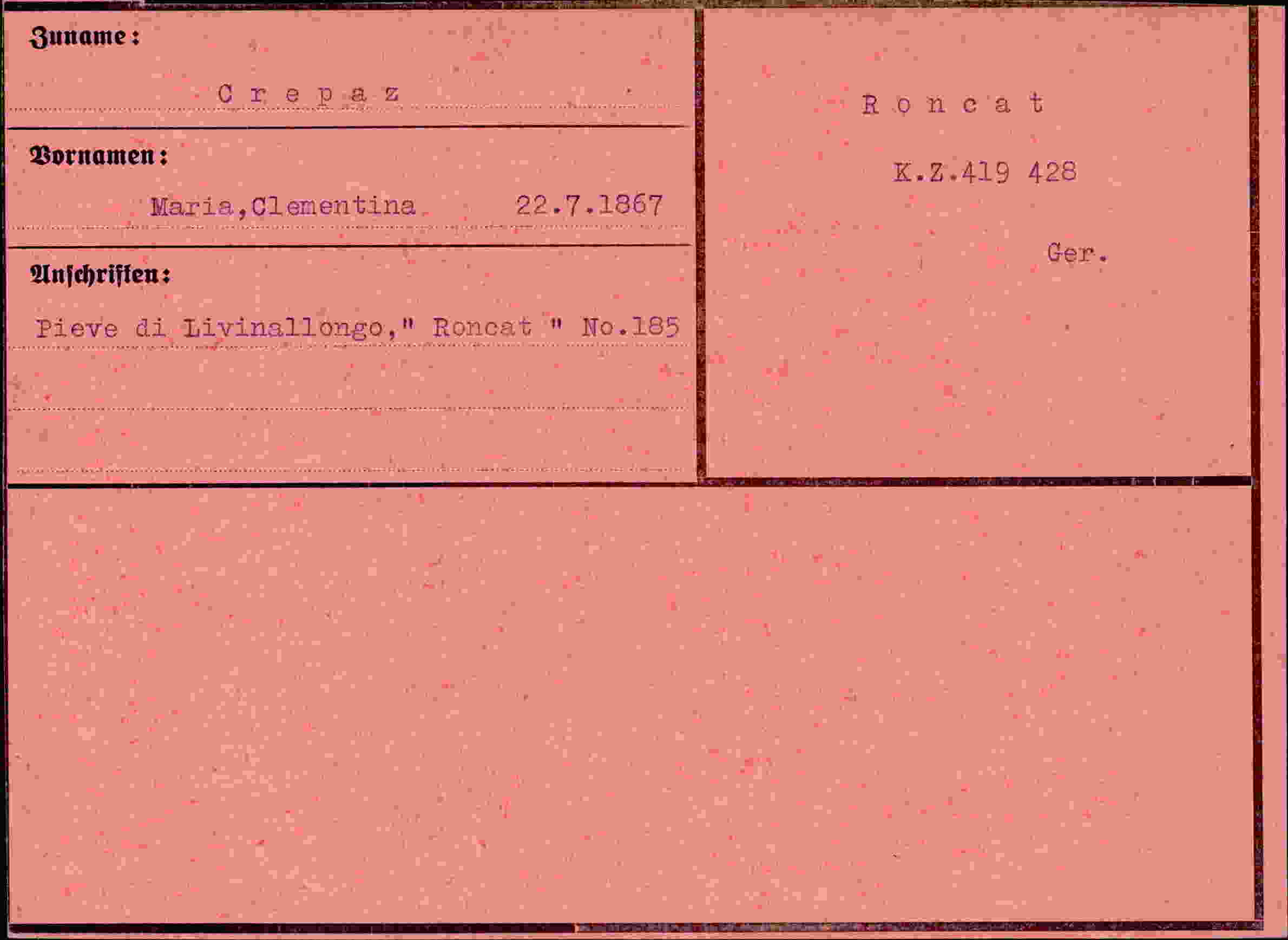 Vorderseite des Dokuments