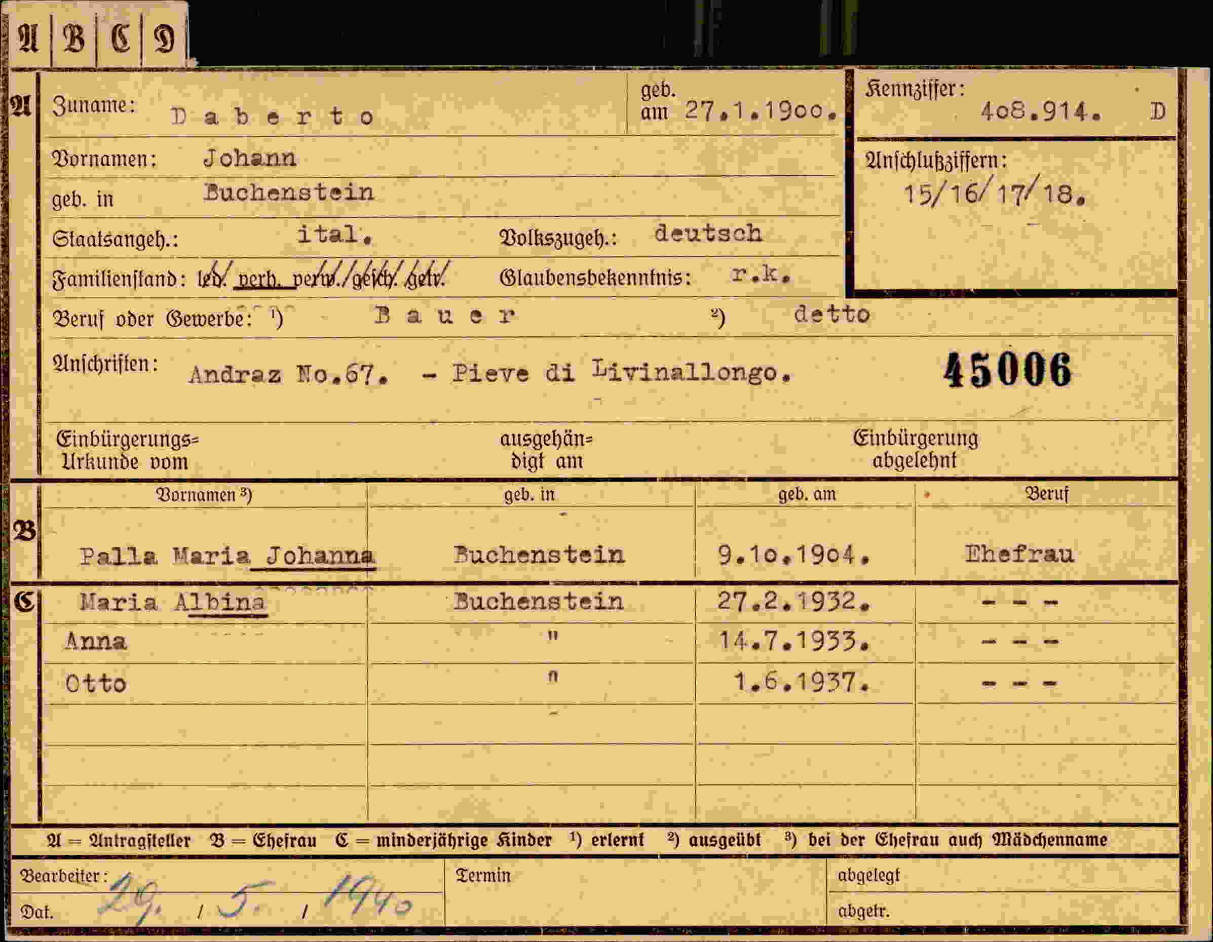 Dokument für Johann Daberto