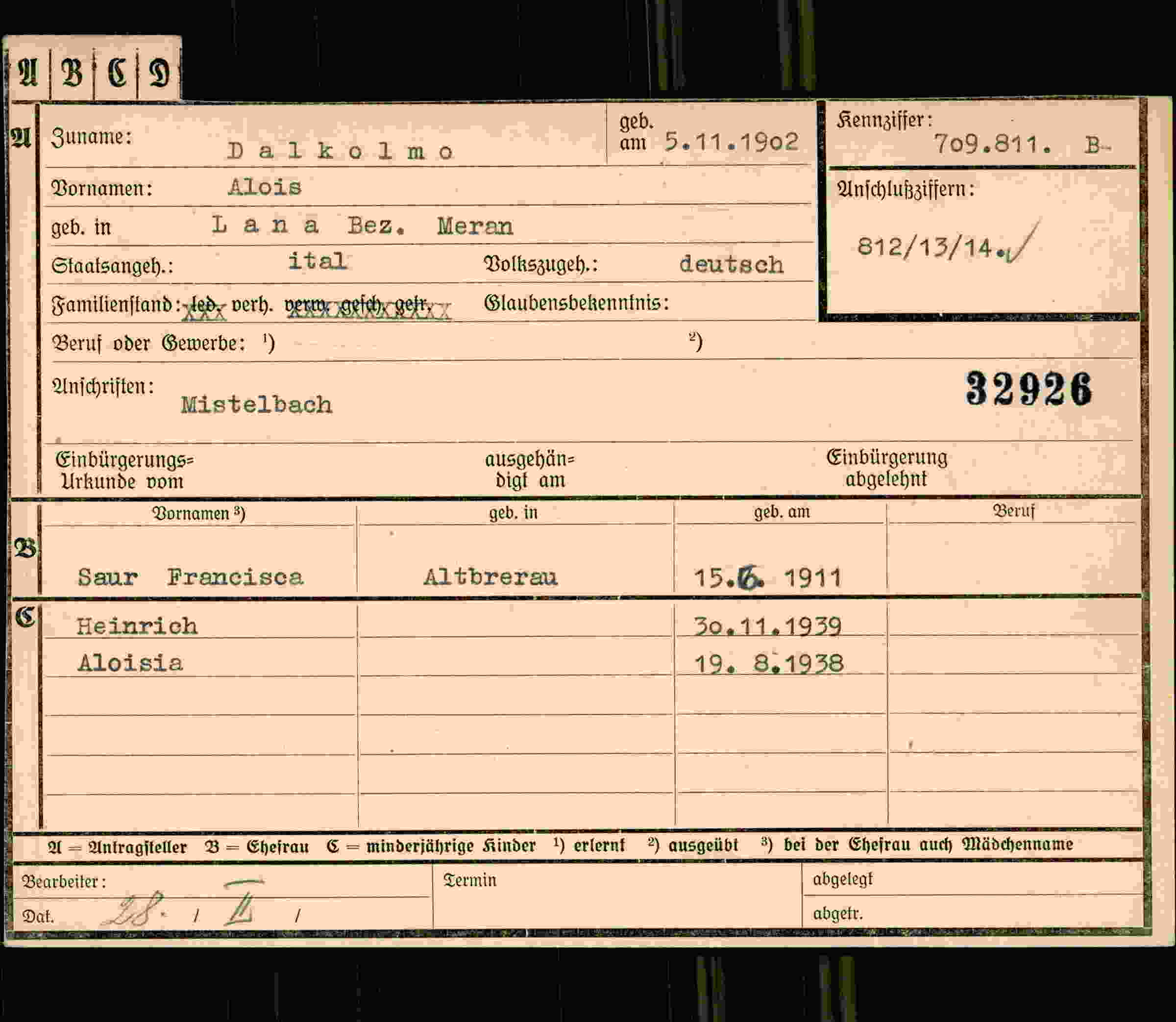 Dokument für Alois Dalkolmo