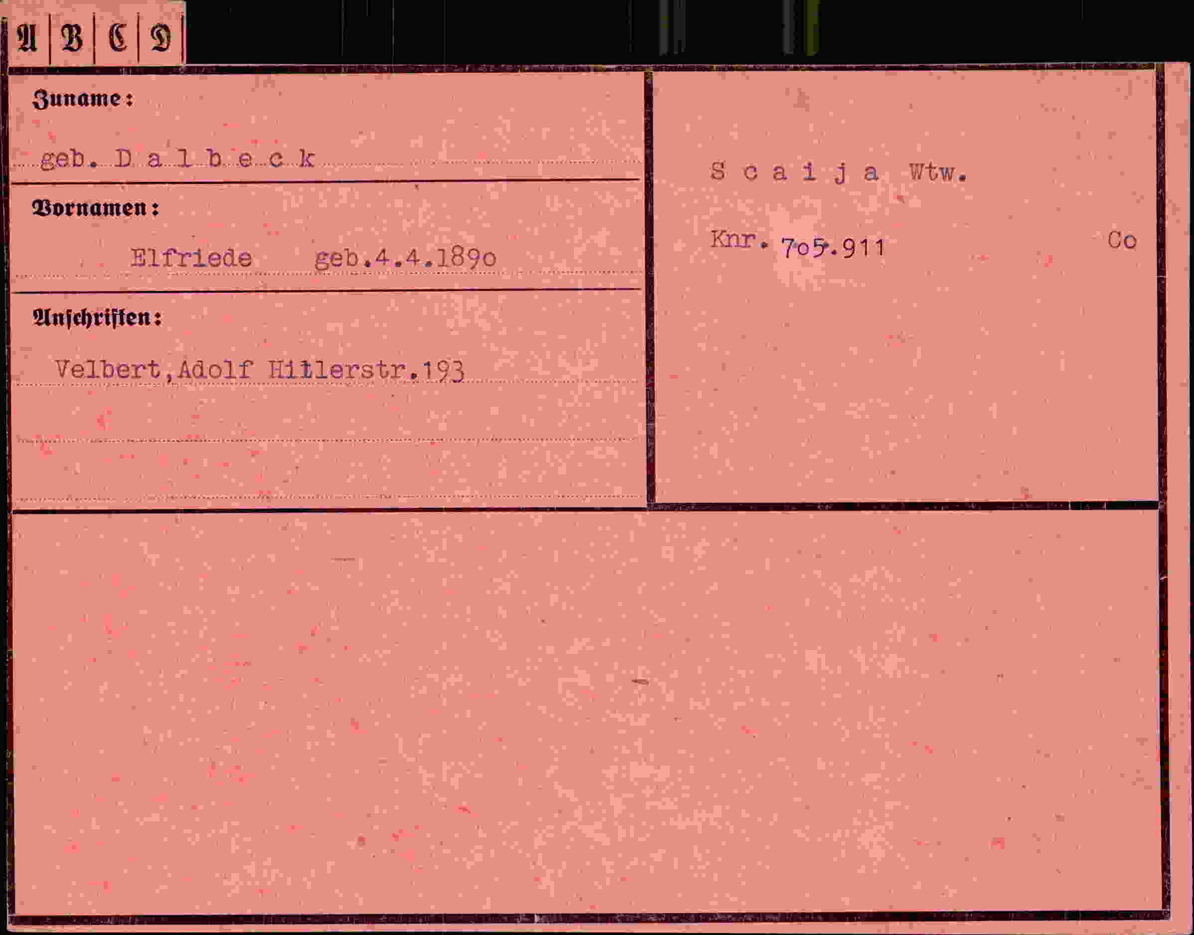 Dokument für Elfriede Dalbeck