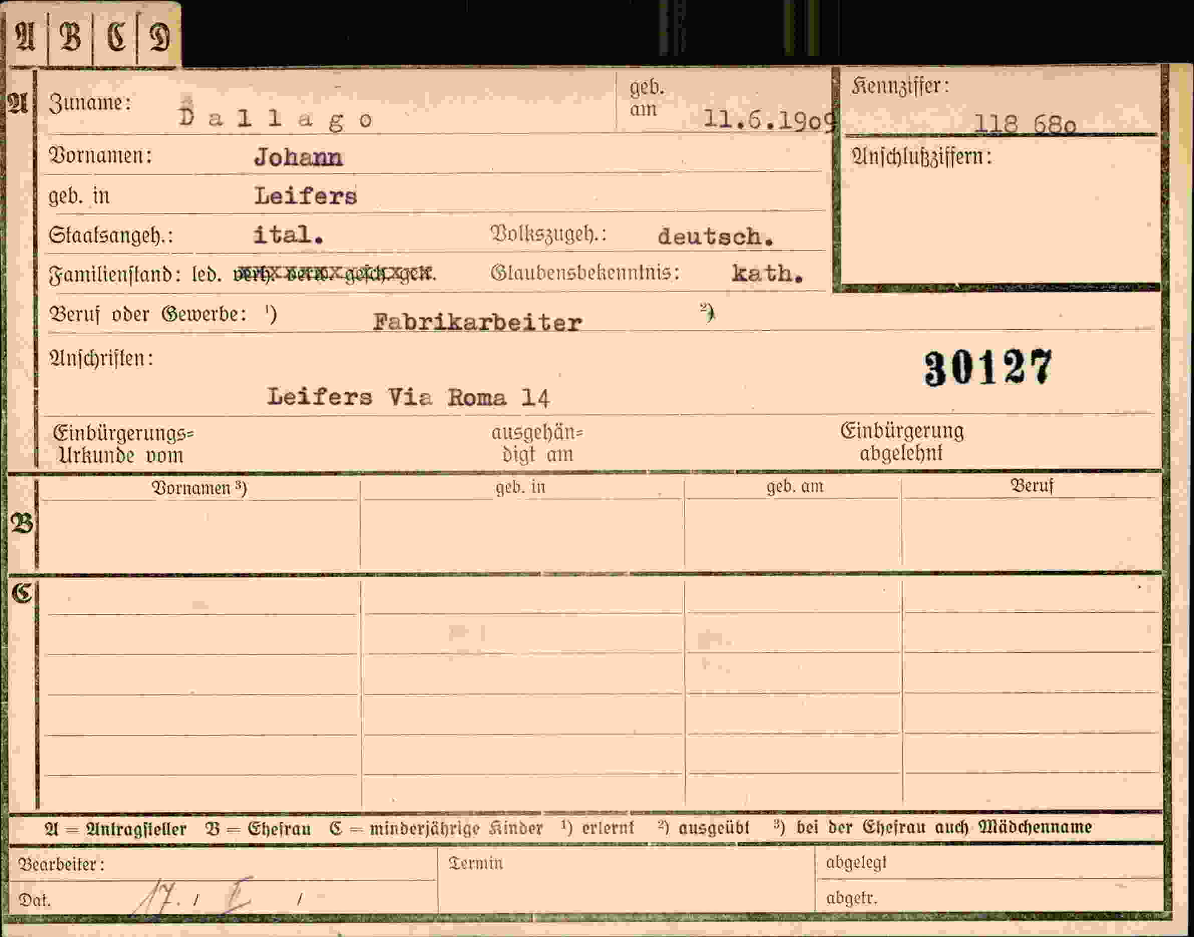 Dokument für Johann Dallago