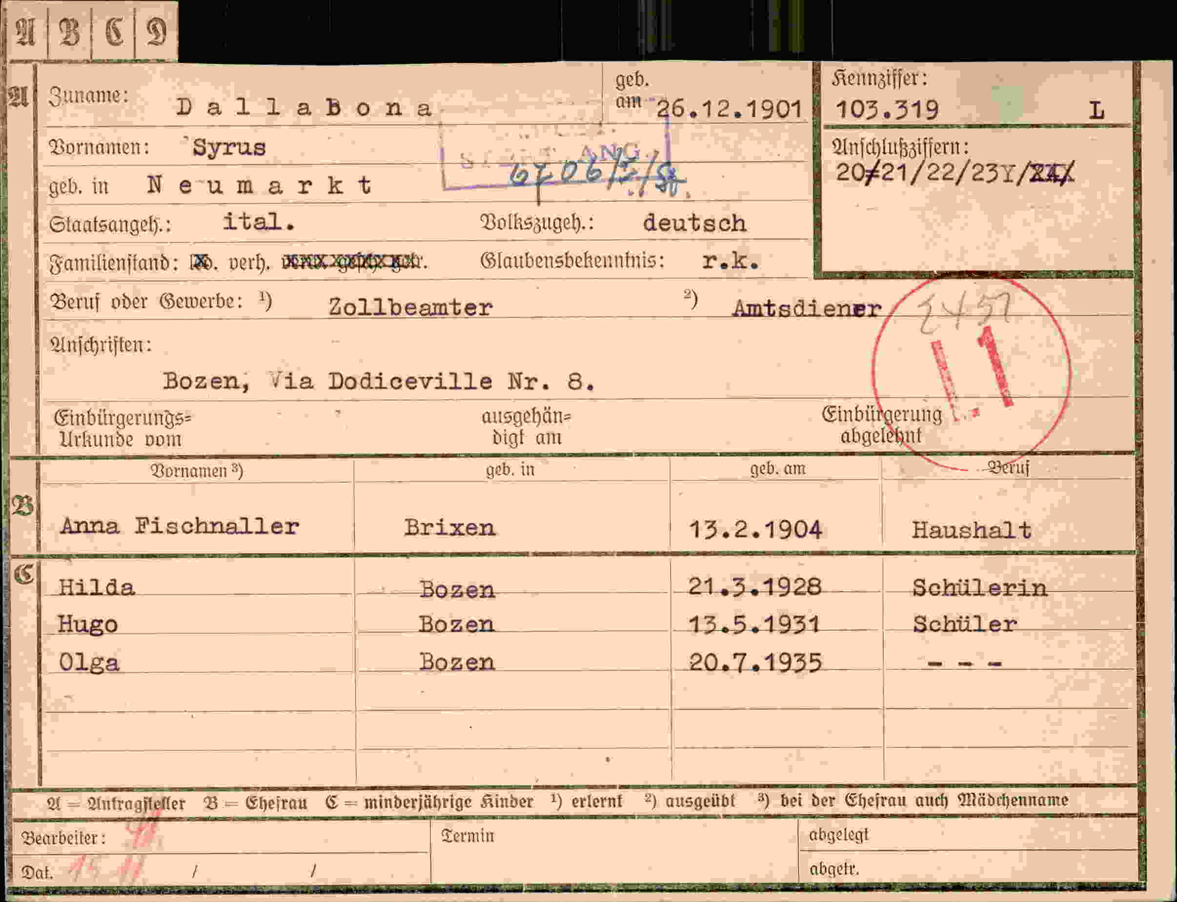 Dokument für Syrus Dallabona