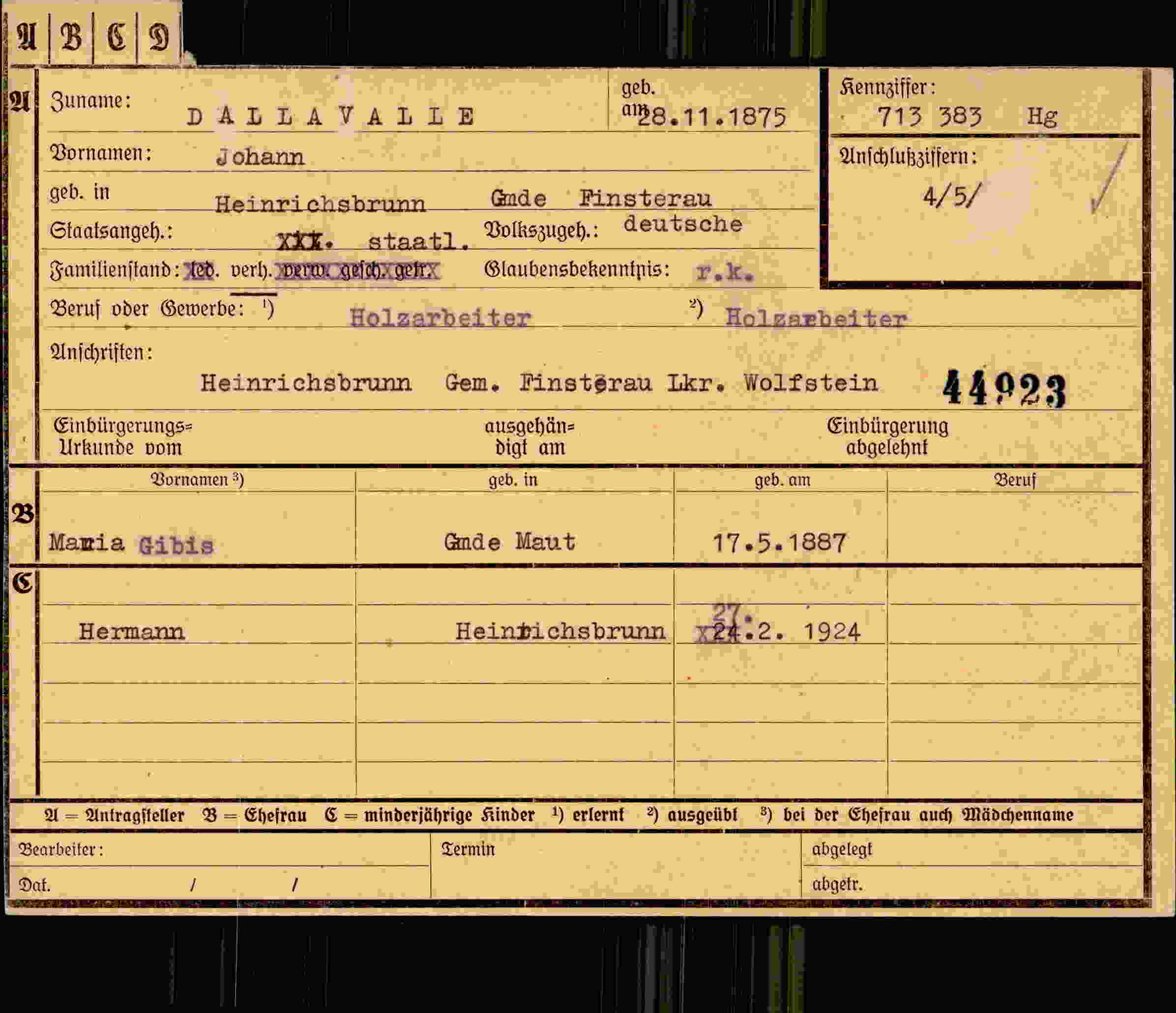 Vorderseite des Dokuments