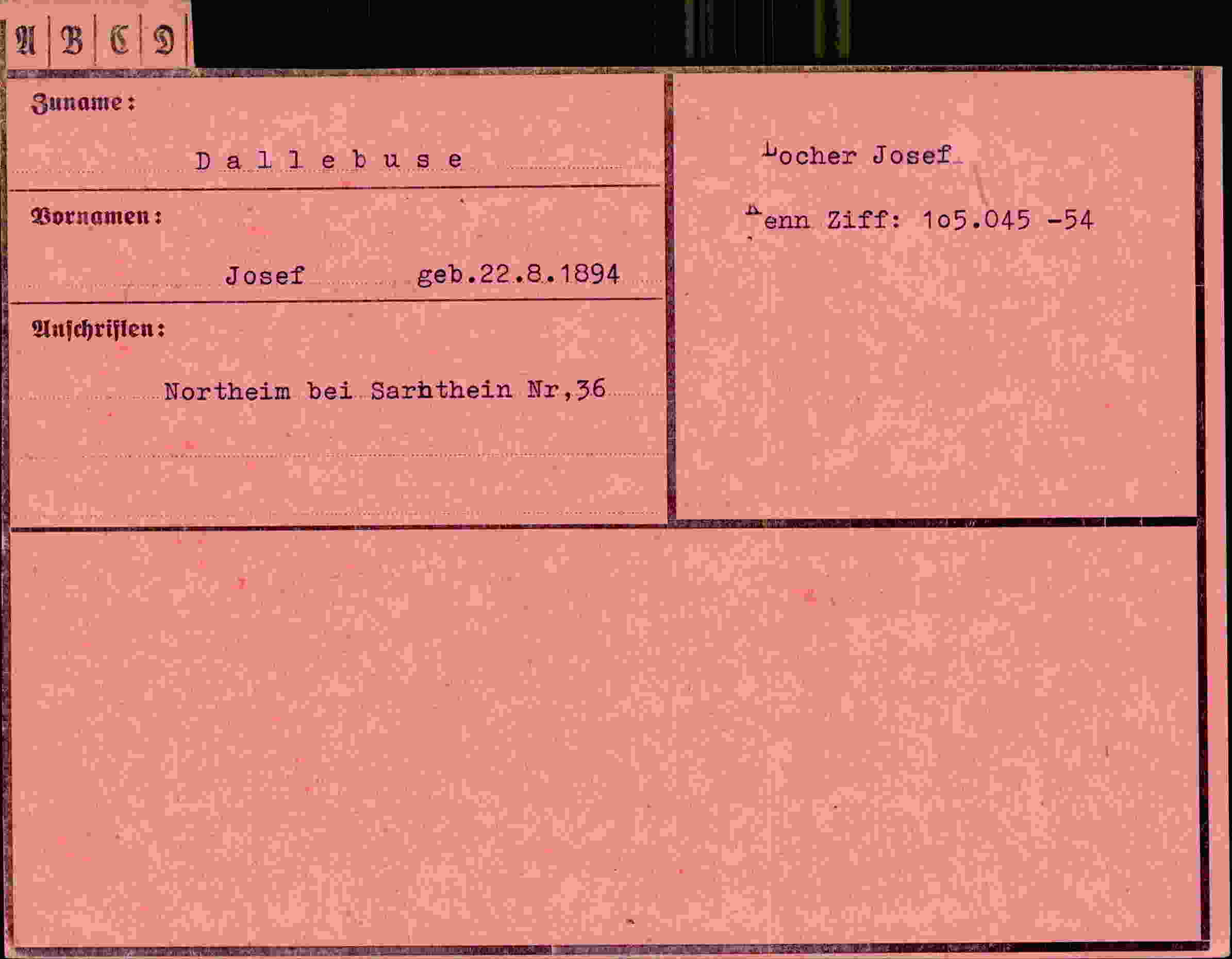 Dokument für Josef Dallebuse