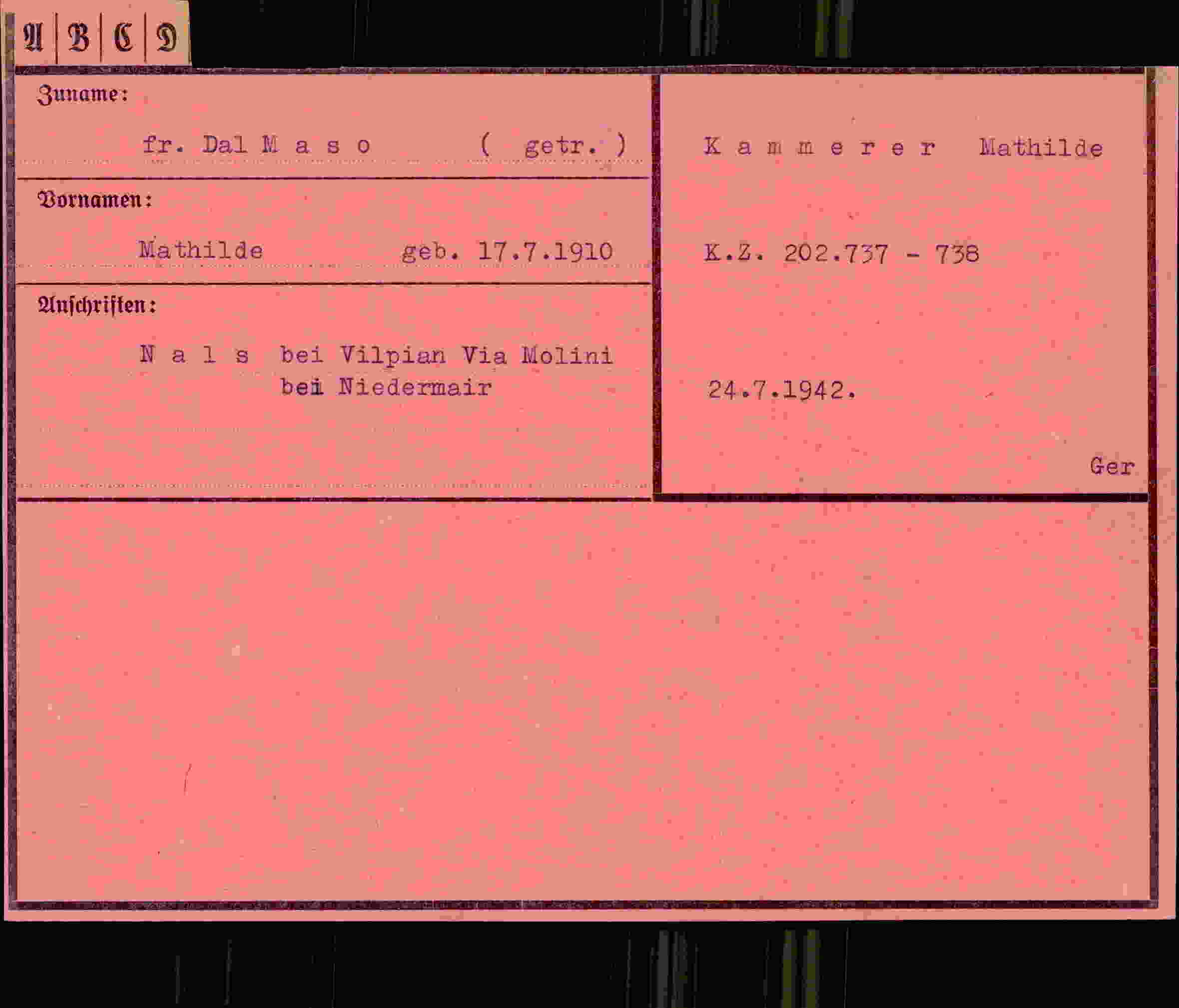 Dokument für Mathilde Dalmaso