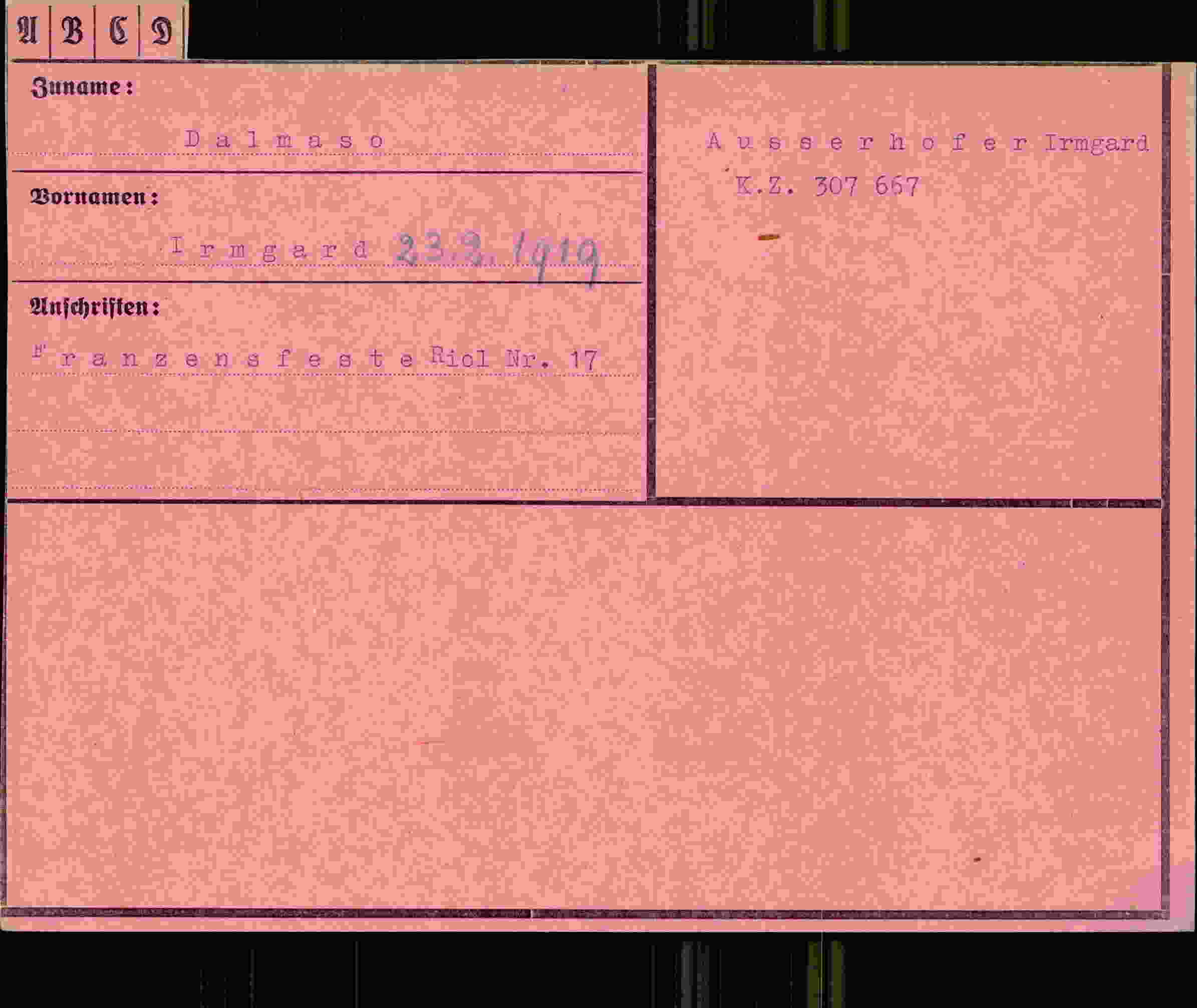 Dokument für Irmgard Dalmasse