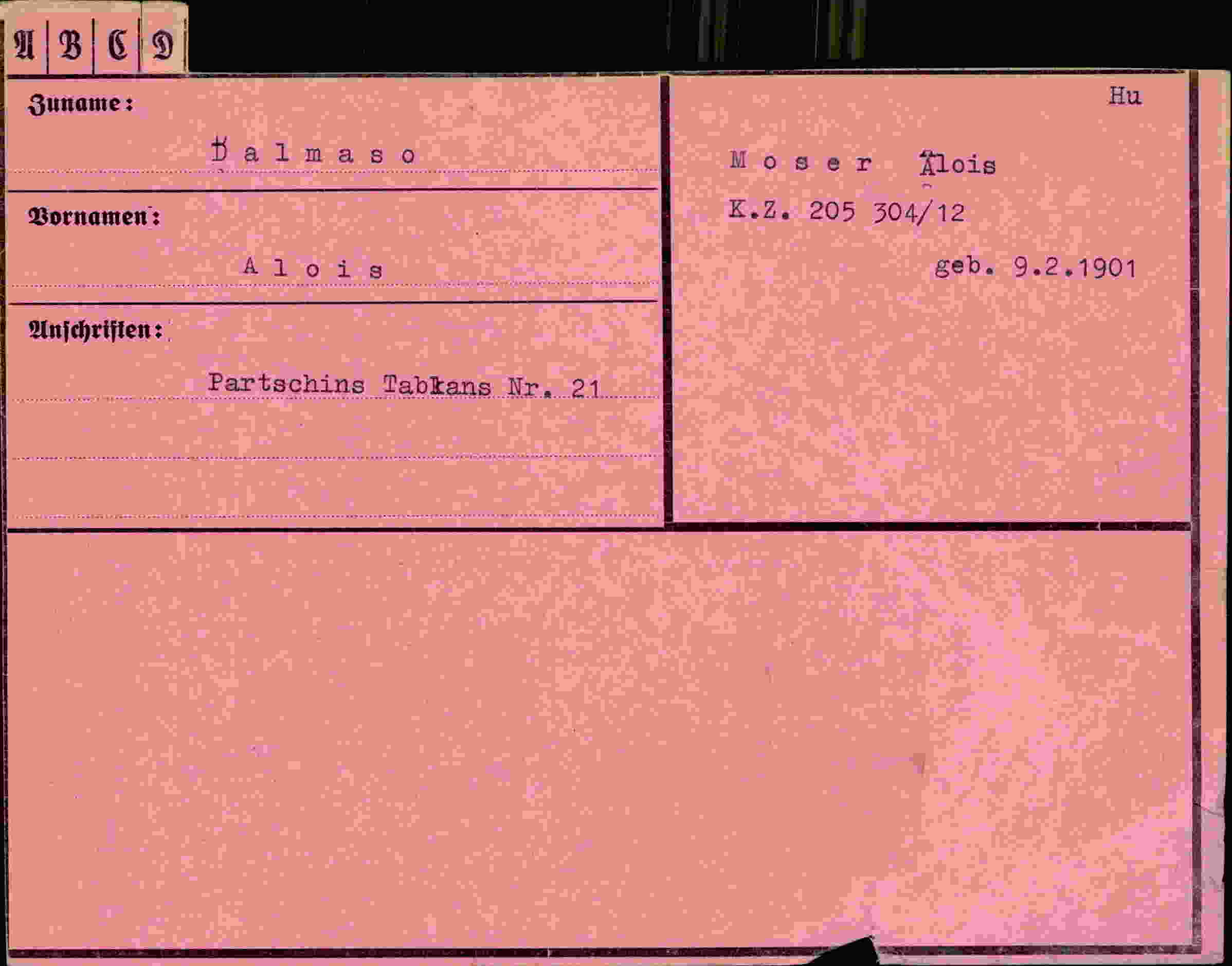 Dokument für Alois Dalmaso