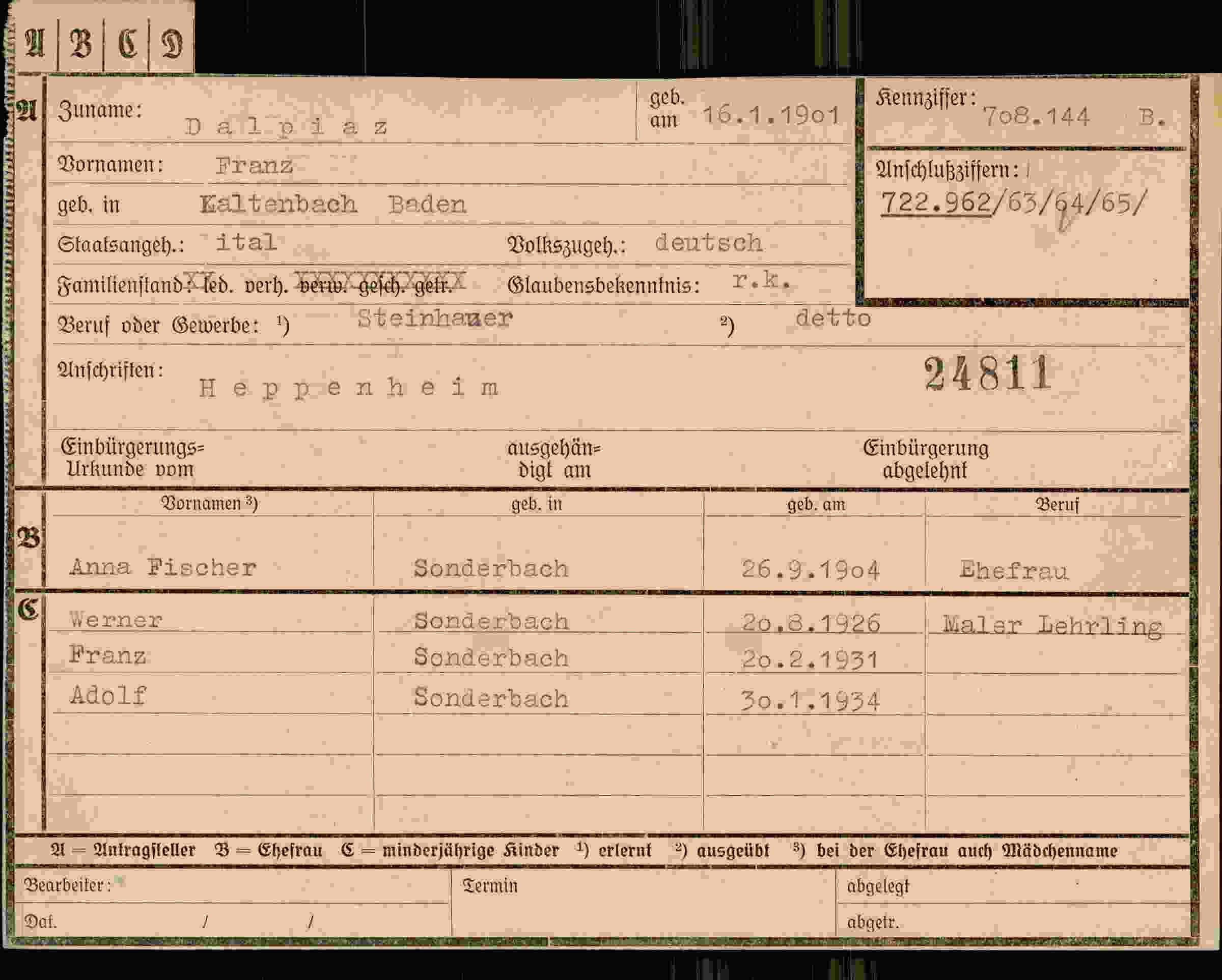 Dokument für Franz Dalpiaz