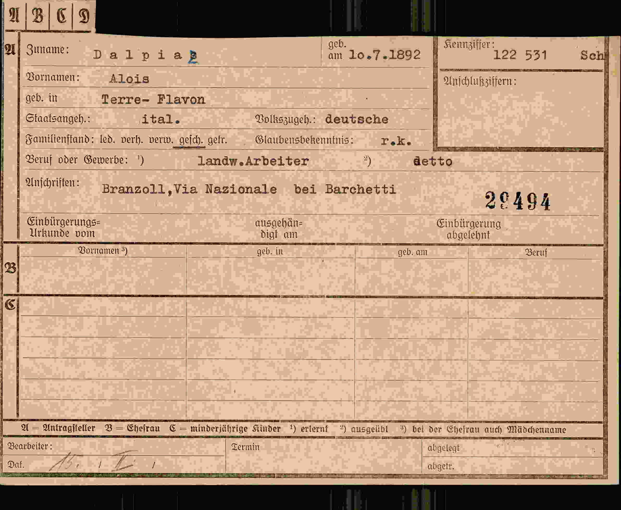 Dokument für Alois Dalpias