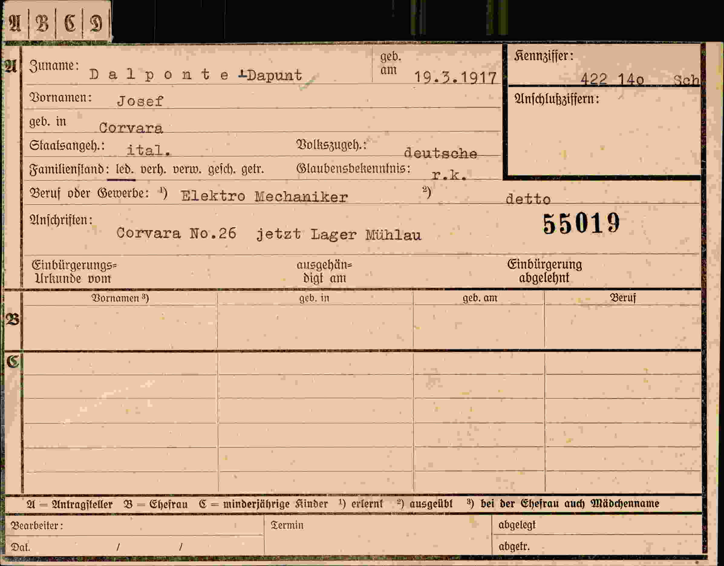 Dokument für Josef Dapunt
