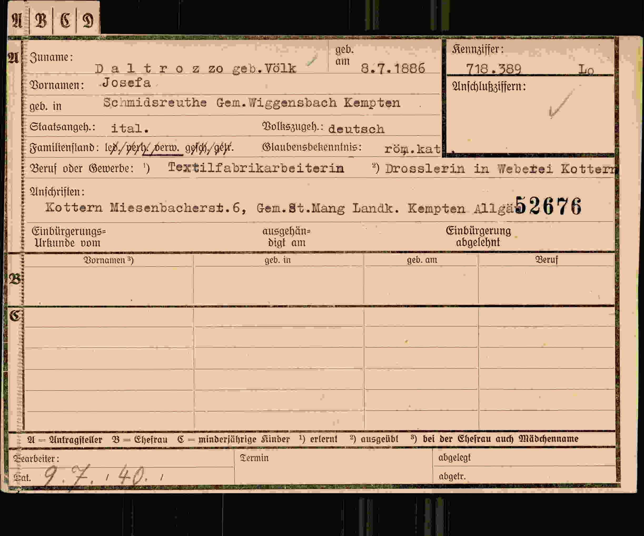 Dokument für Josefa Völk