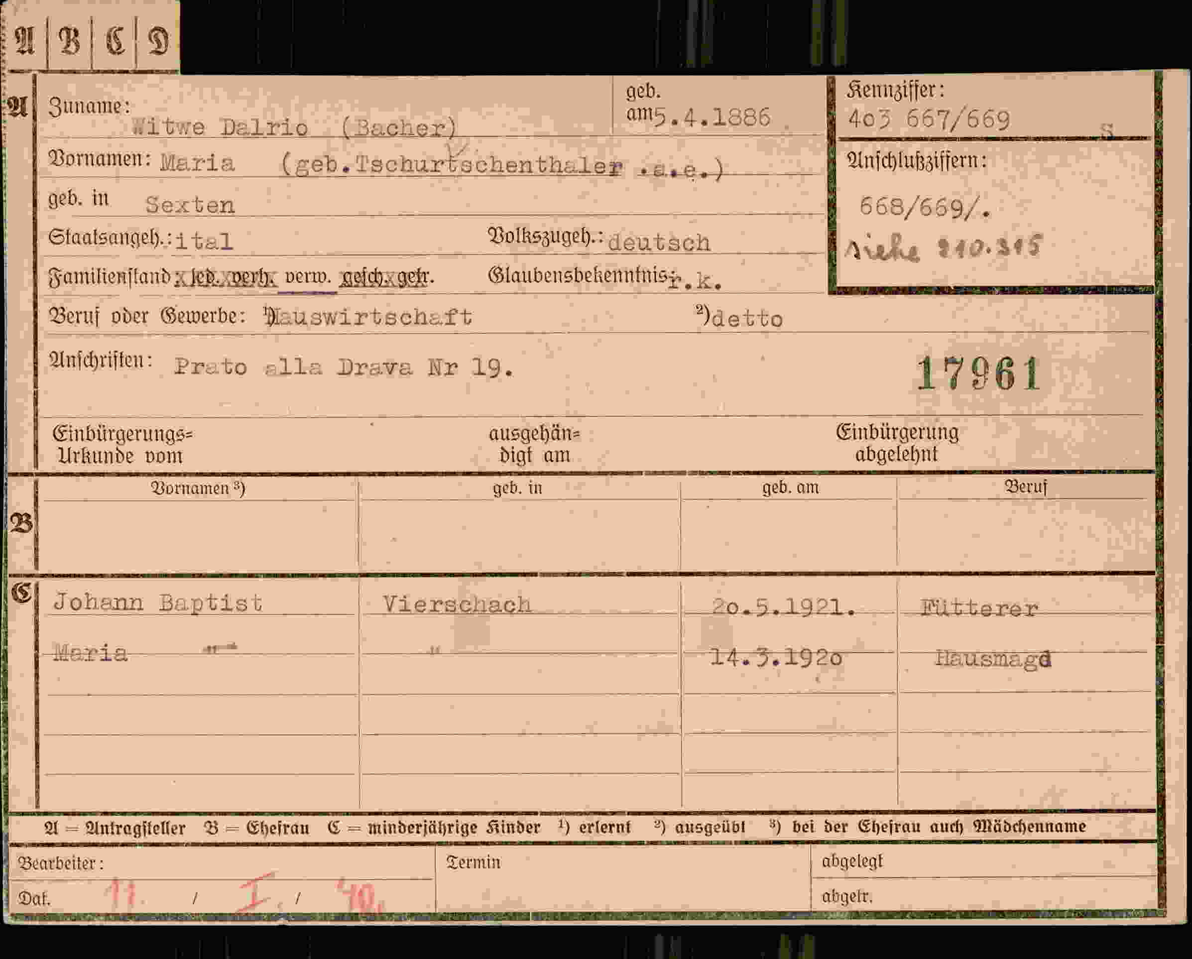 Vorderseite des Dokuments