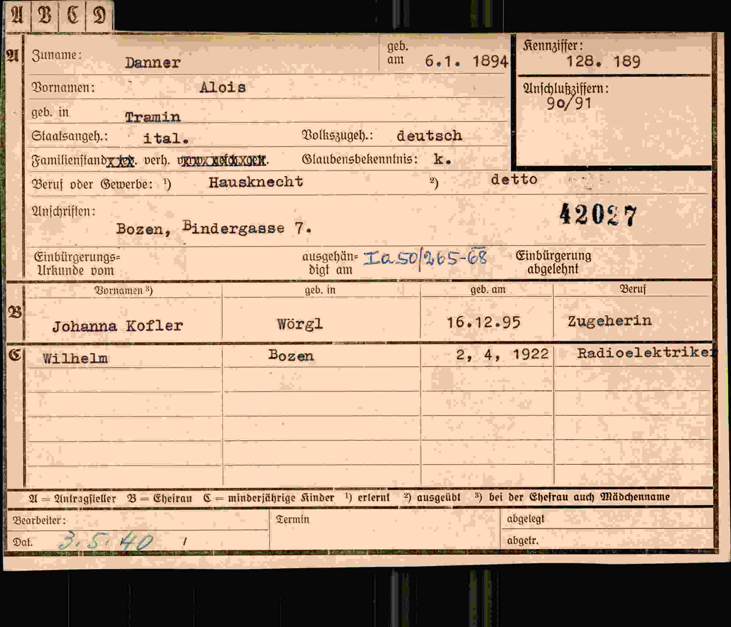Dokument für Alois Danner