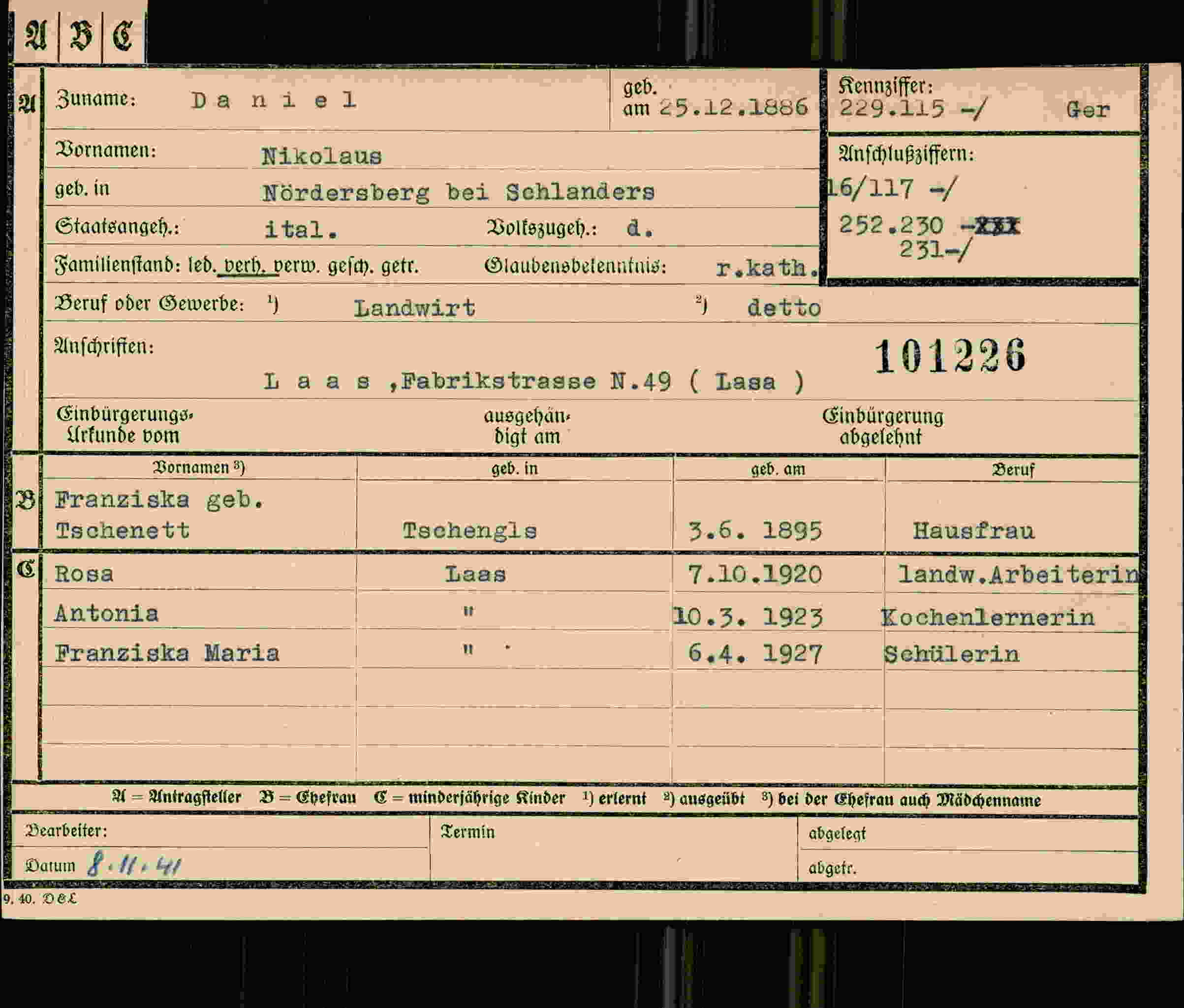 Dokument für Nikolaus Daniel