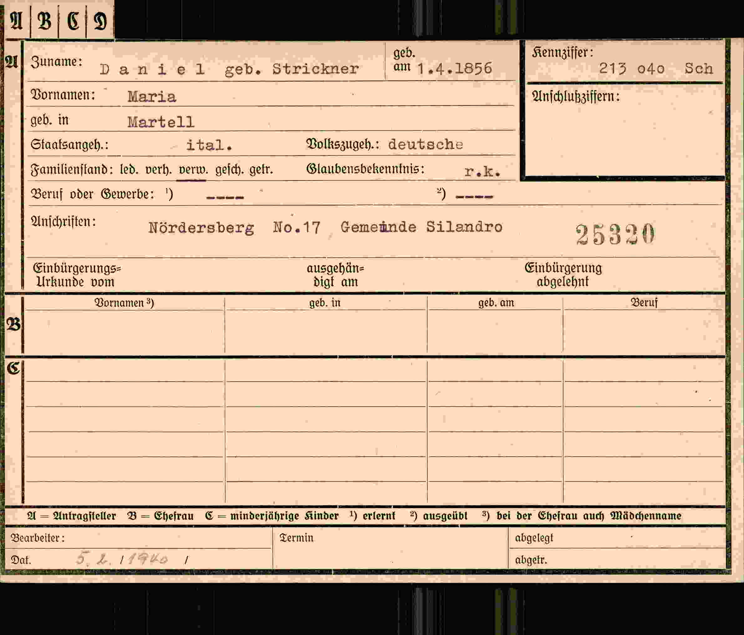 Vorderseite des Dokuments