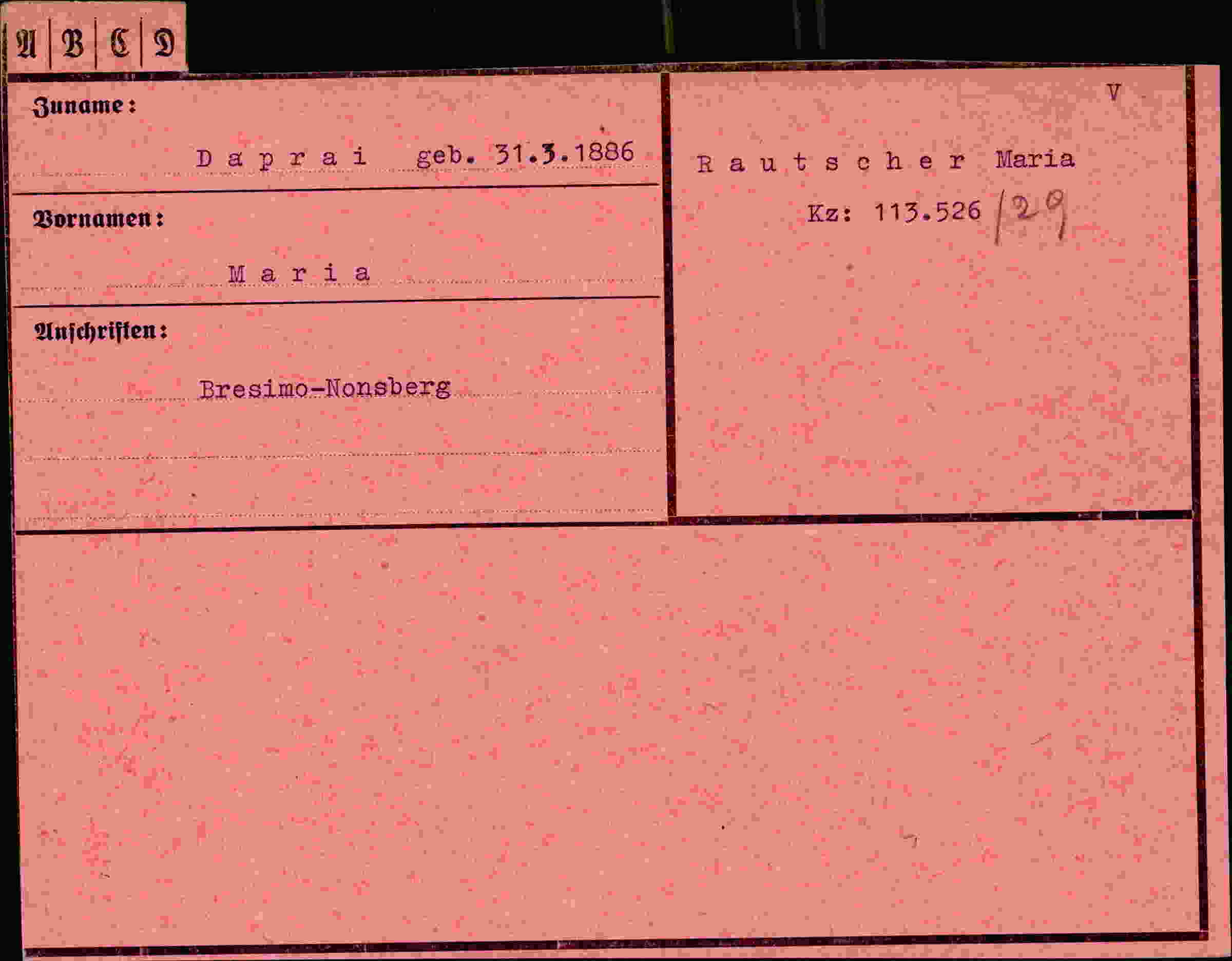 Dokument für Maria Daprai