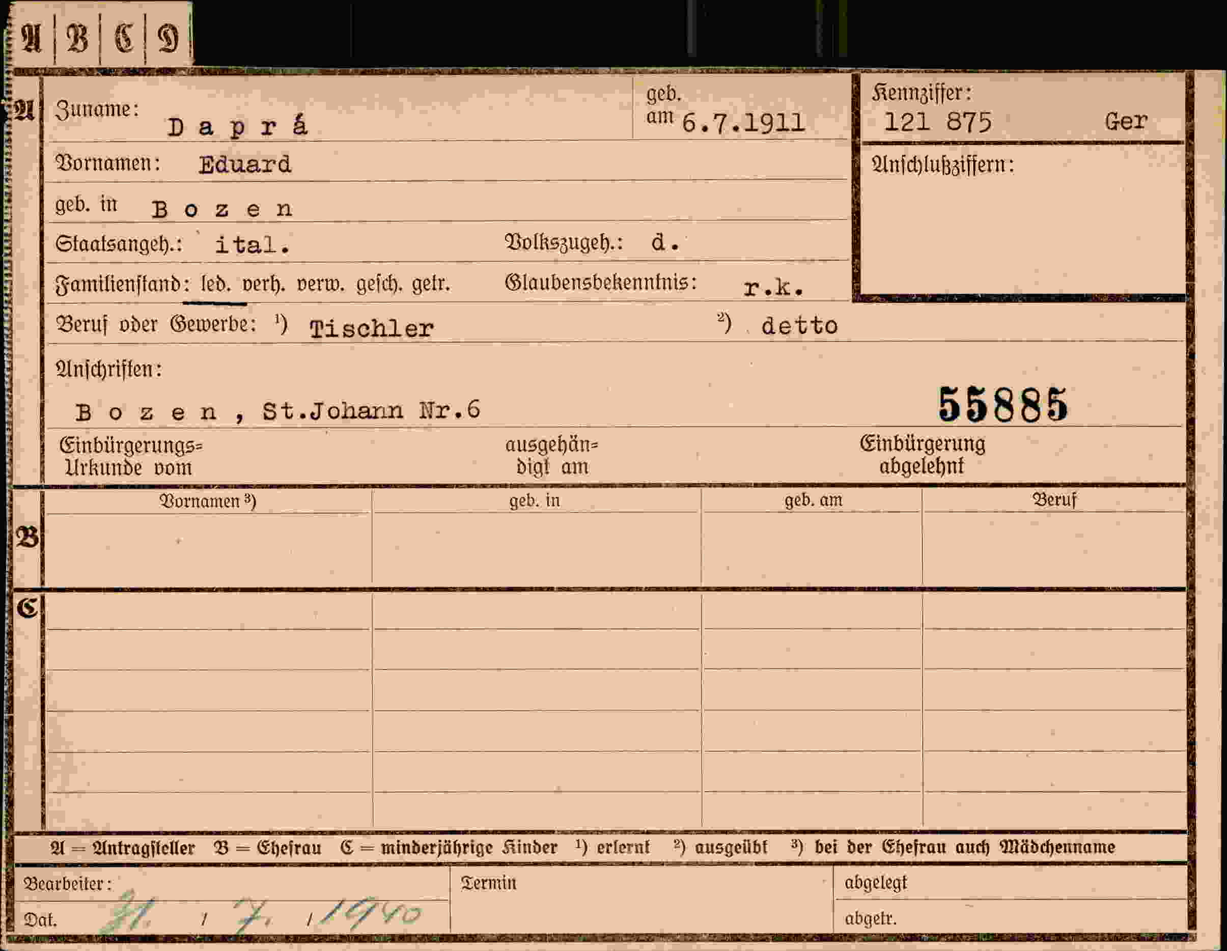 Dokument für Eduard Dapr