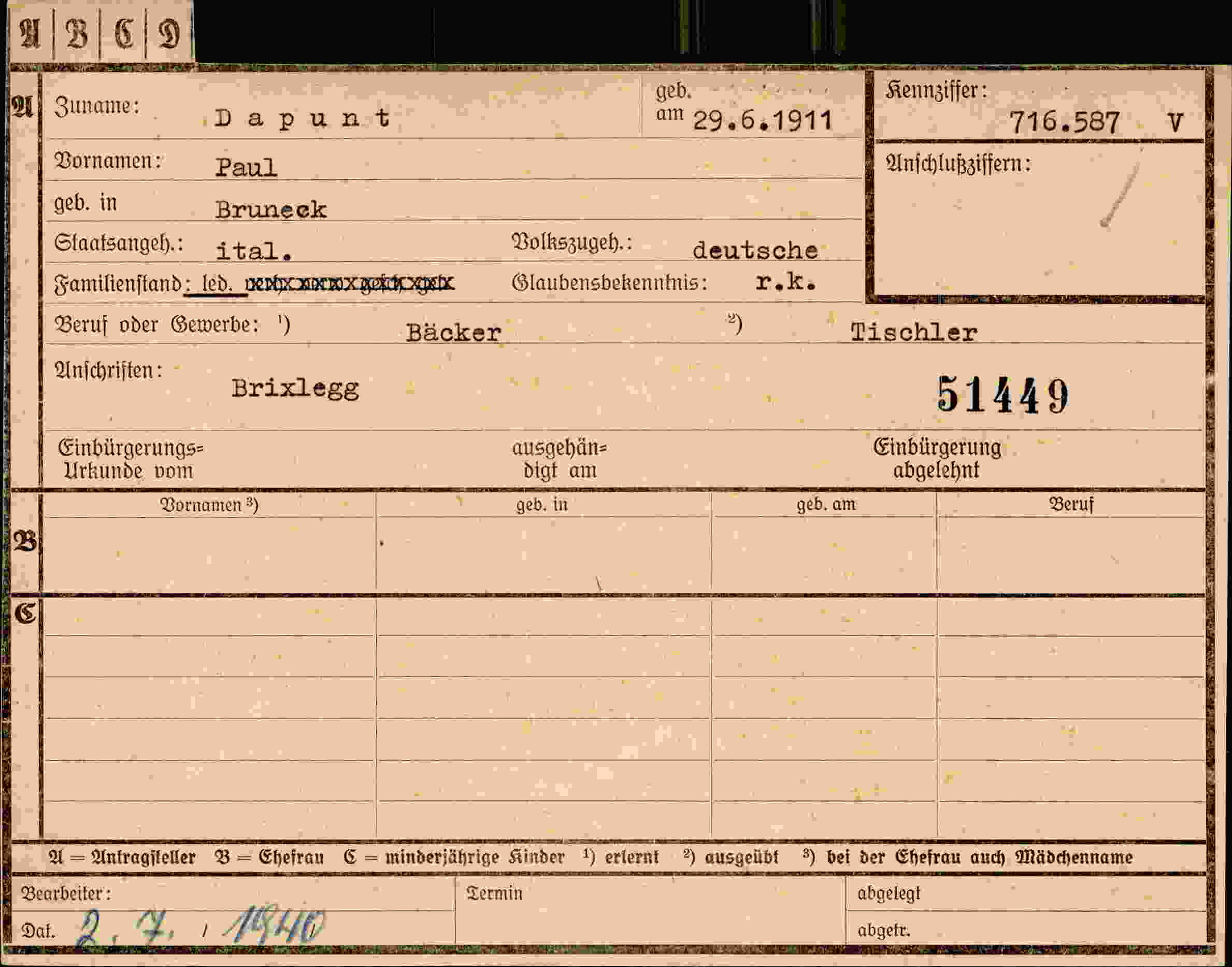 Dokument für Paul Dapunt