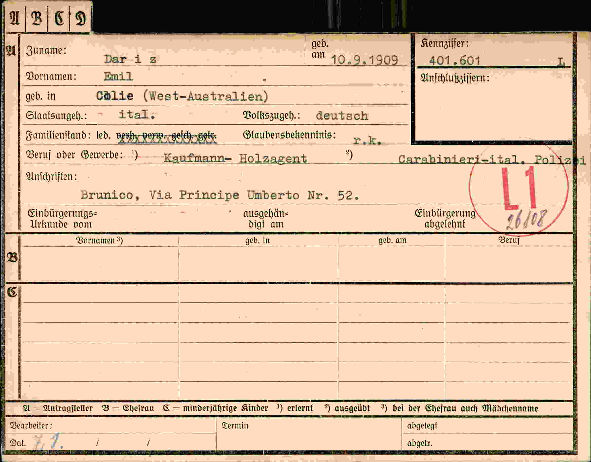 Dokument für Emil Dariz