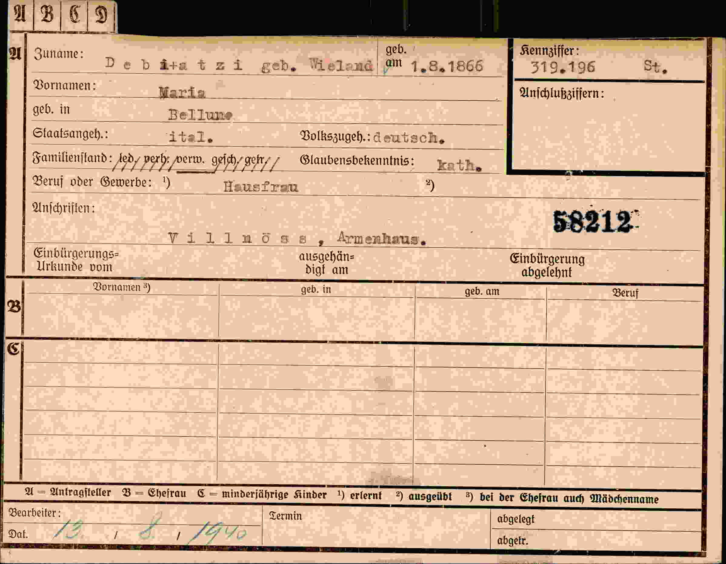 Vorderseite des Dokuments