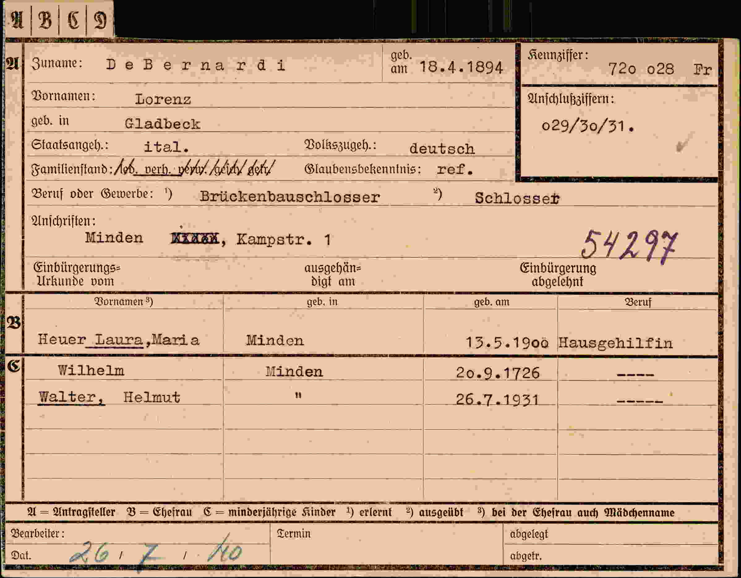Vorderseite des Dokuments