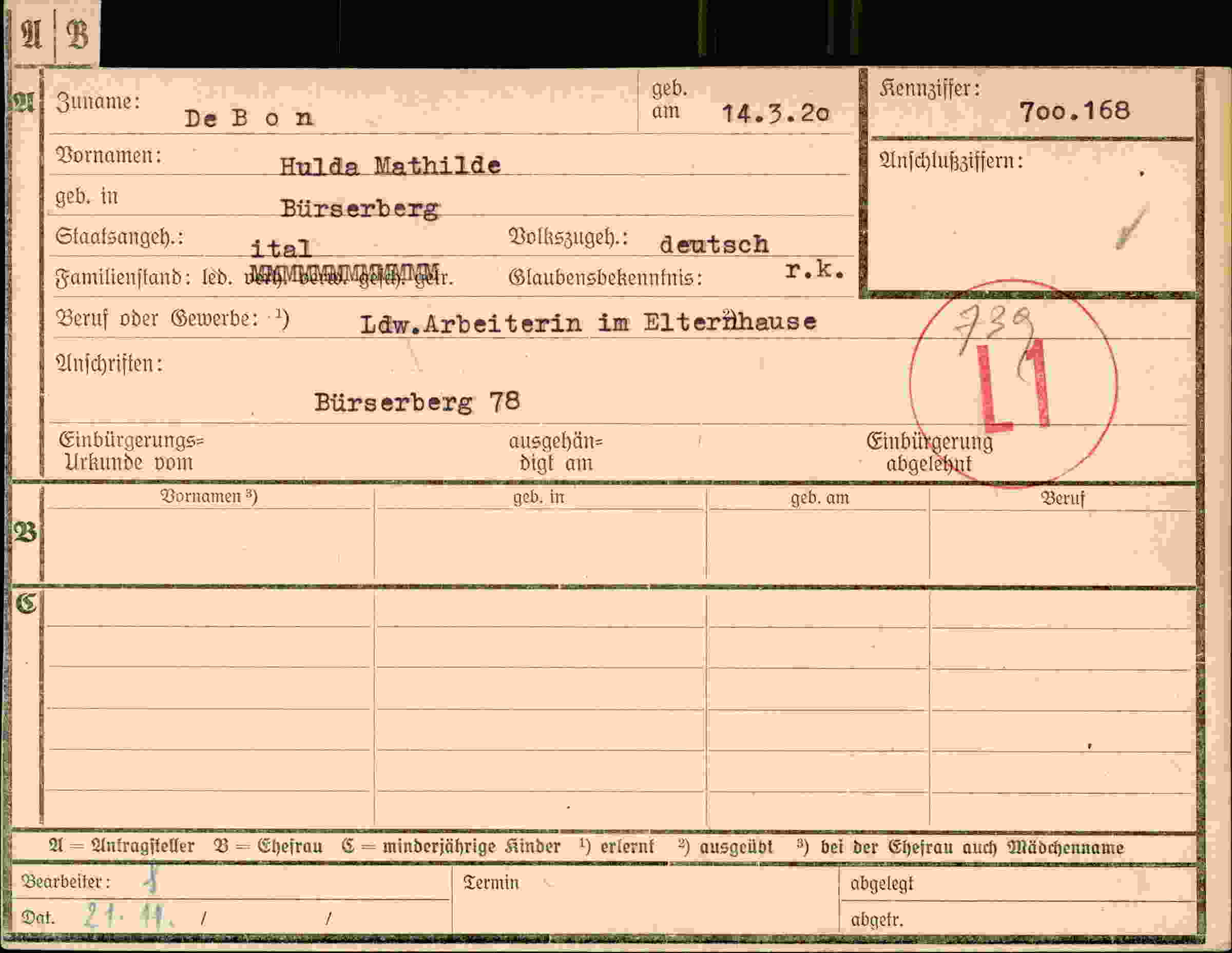Vorderseite des Dokuments