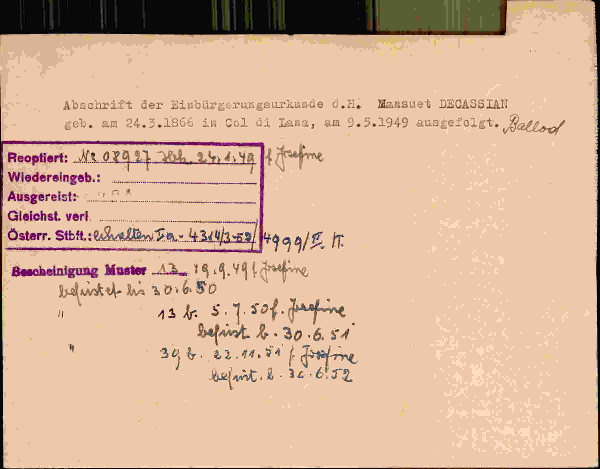 Rückseite des Dokuments