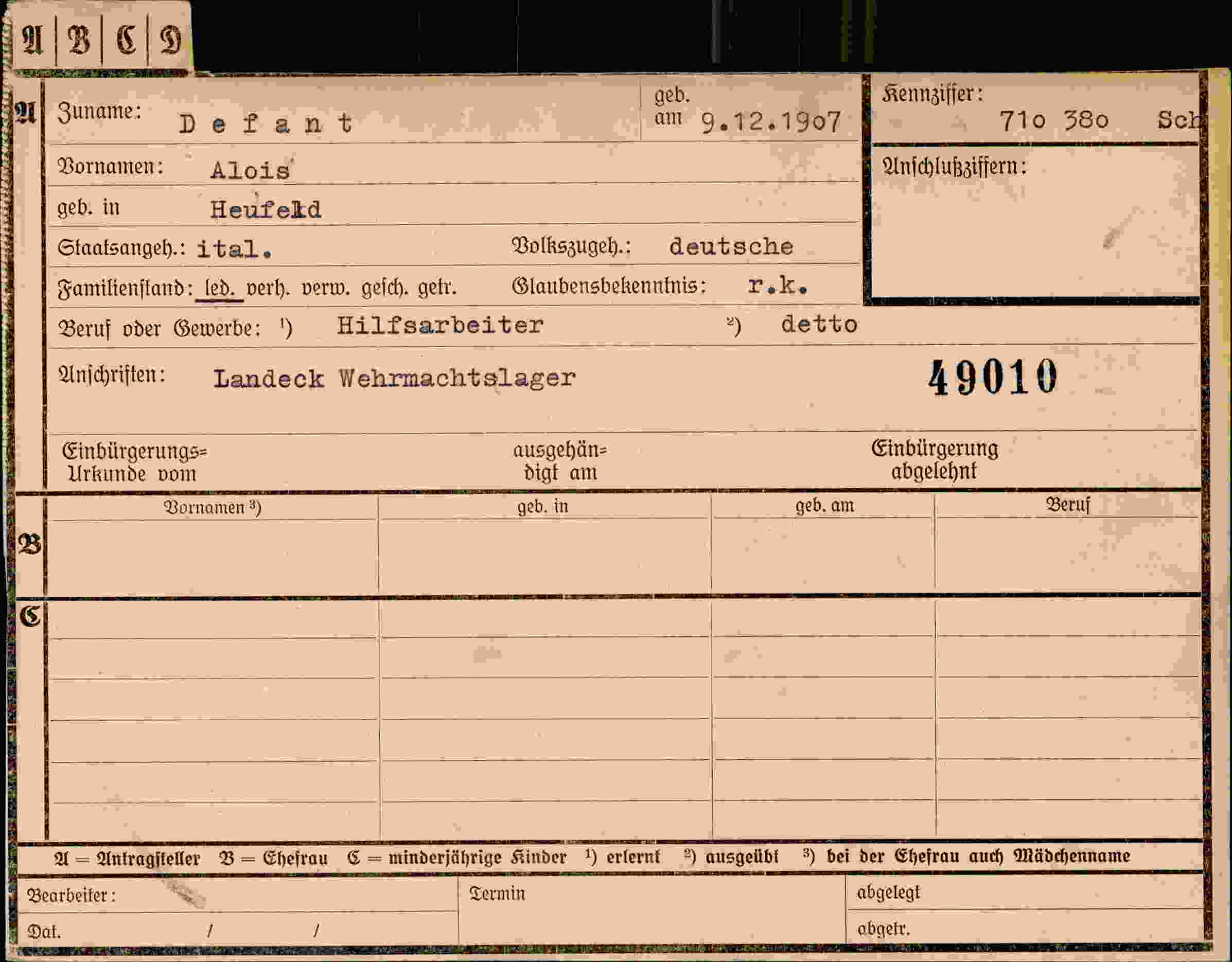 Dokument für Alois Defant