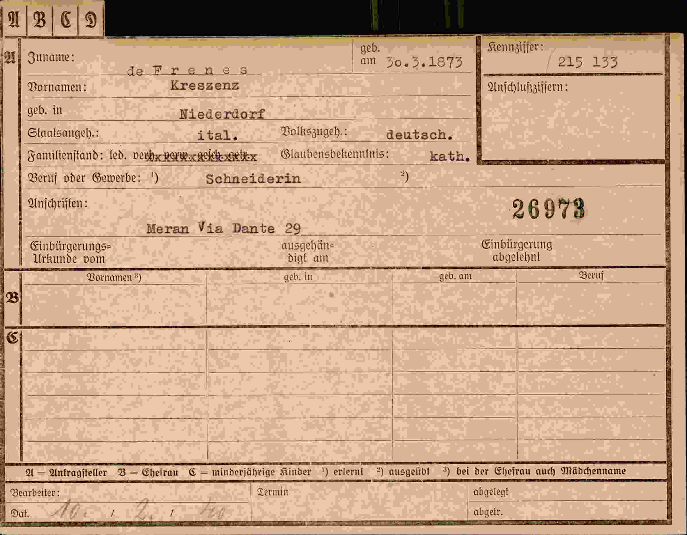 Vorderseite des Dokuments
