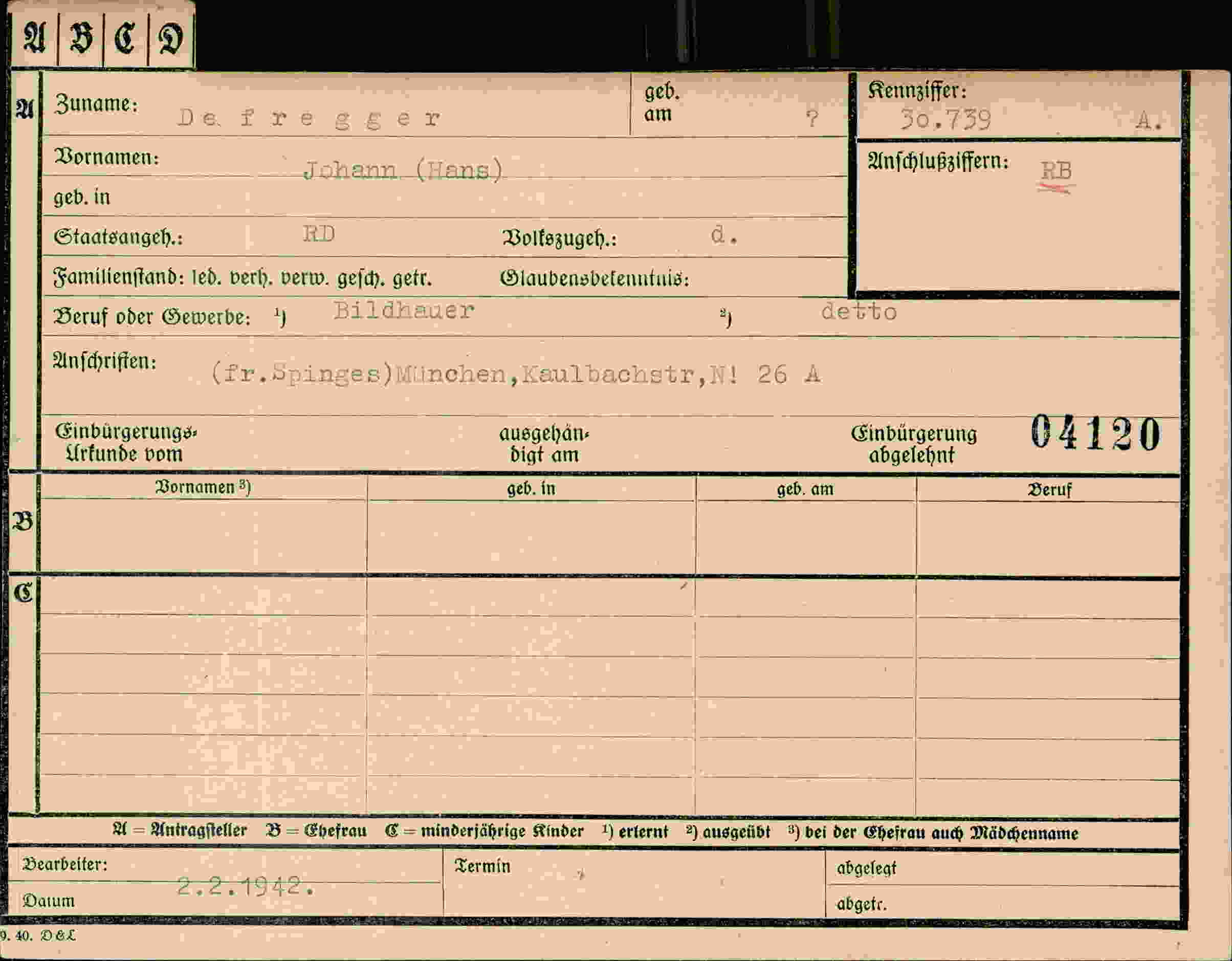 Vorderseite des Dokuments