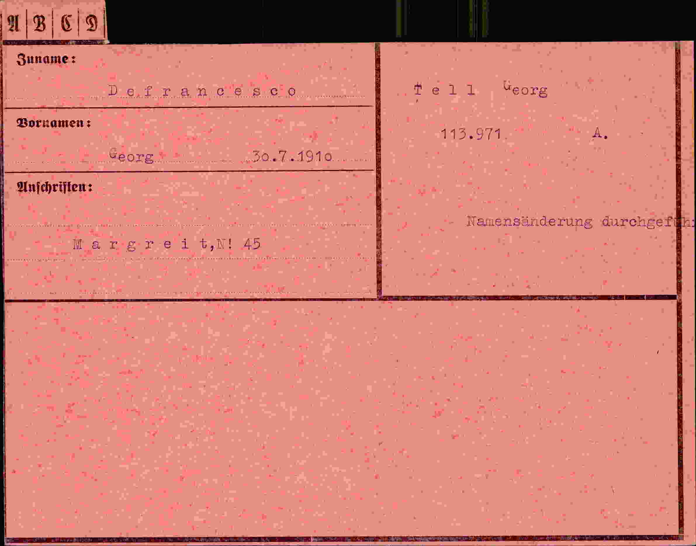 Vorderseite des Dokuments