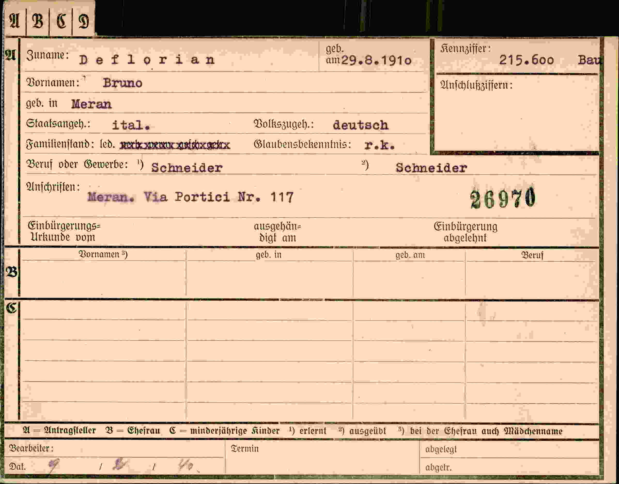 Vorderseite des Dokuments