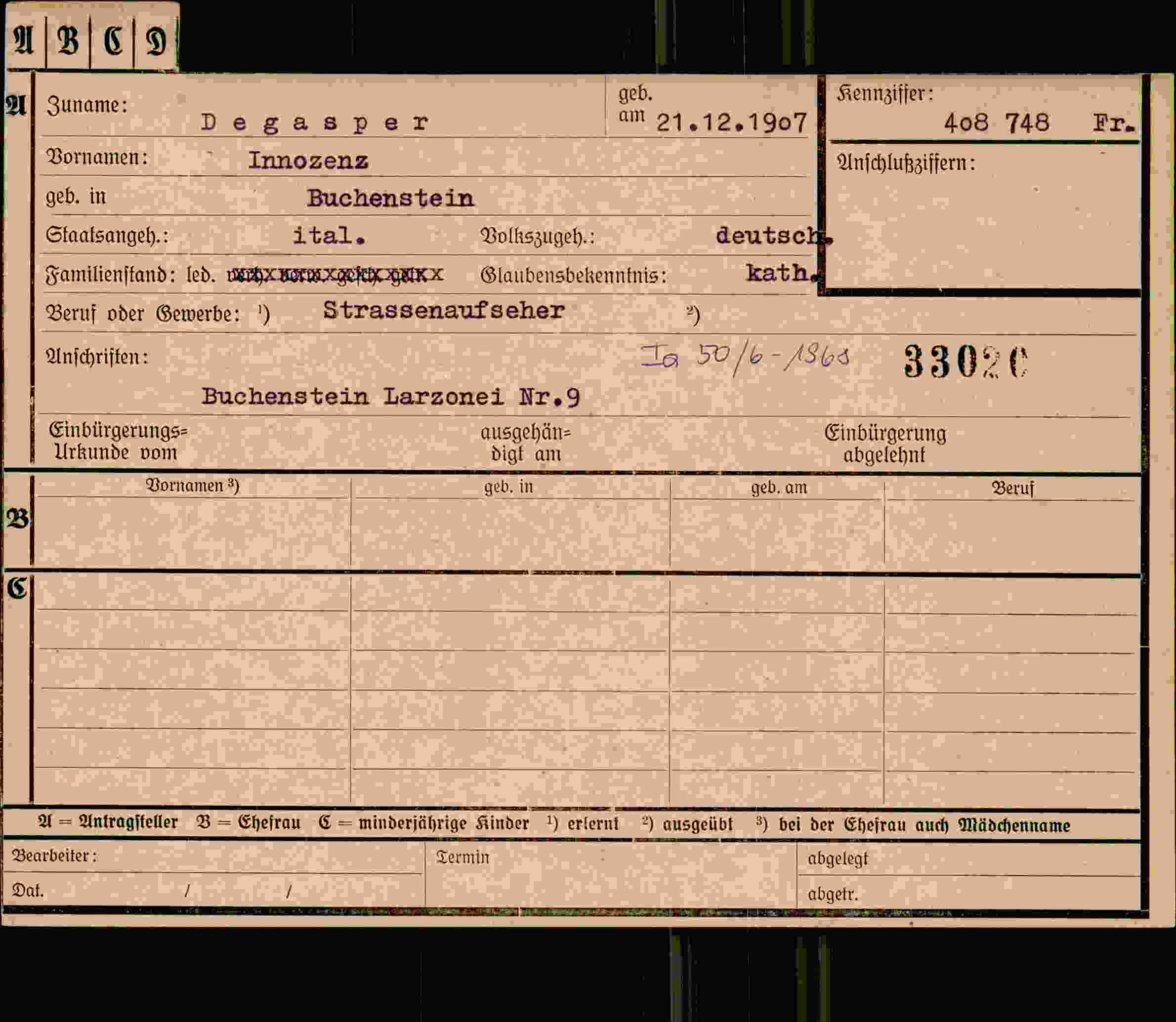 Vorderseite des Dokuments