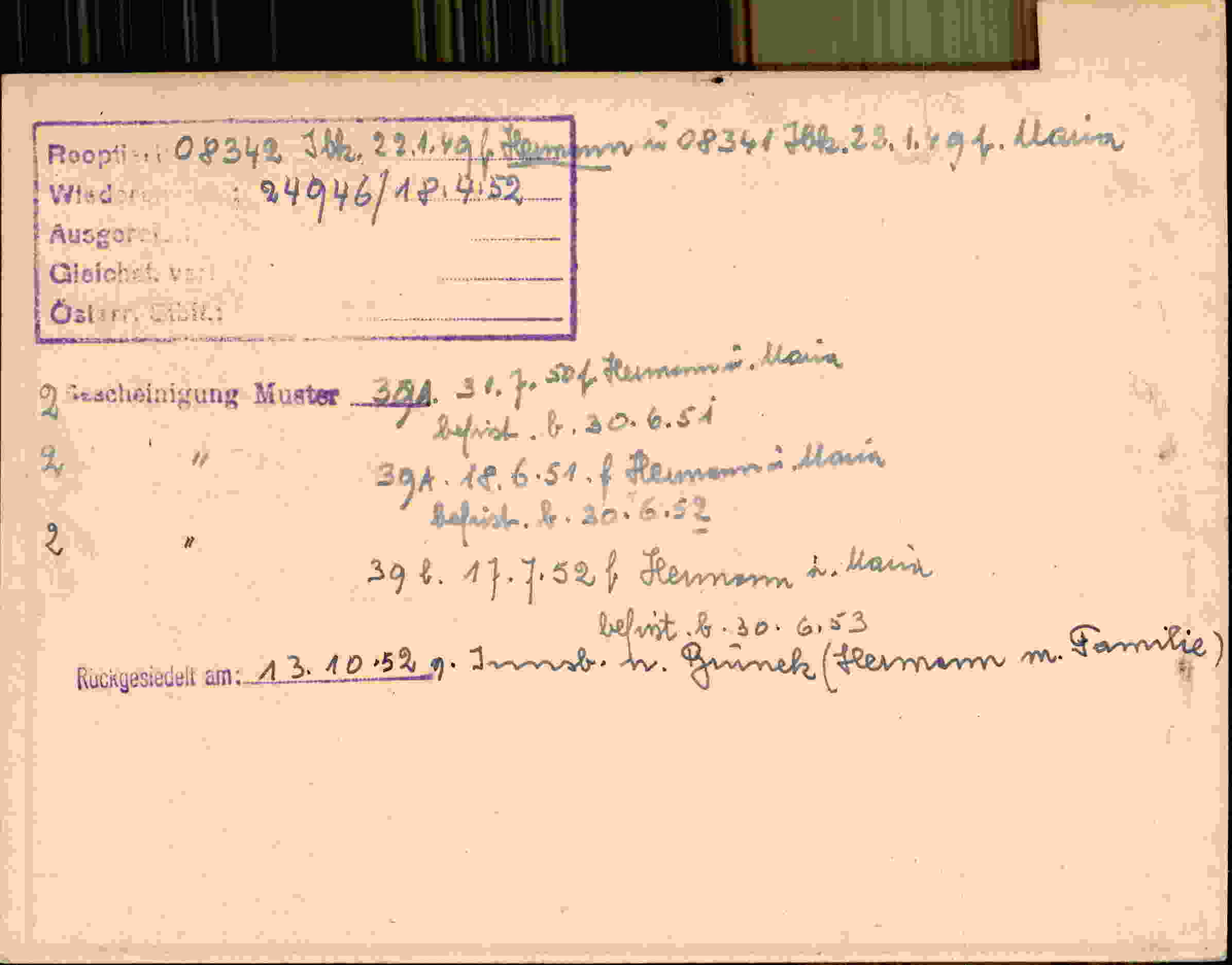 Rückseite des Dokuments