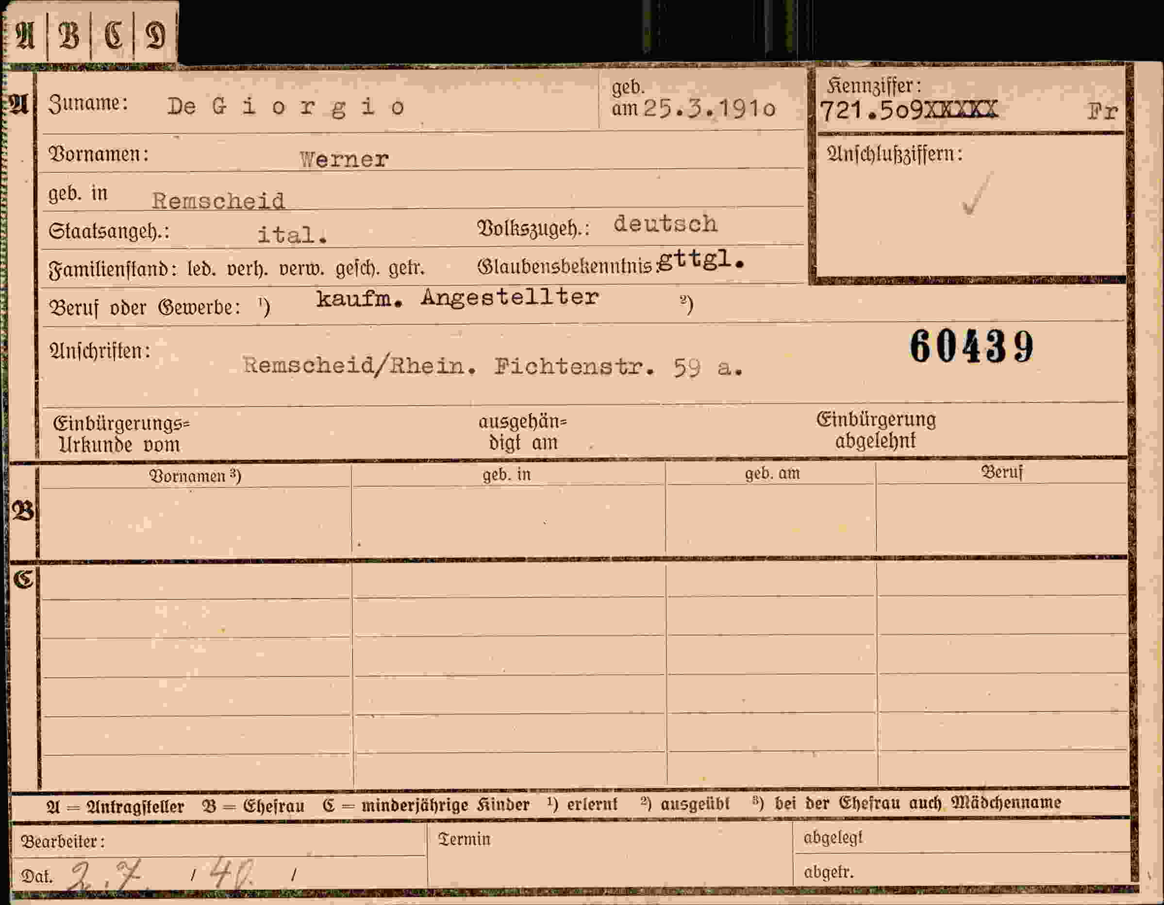 Dokument für Werner Degiorgio