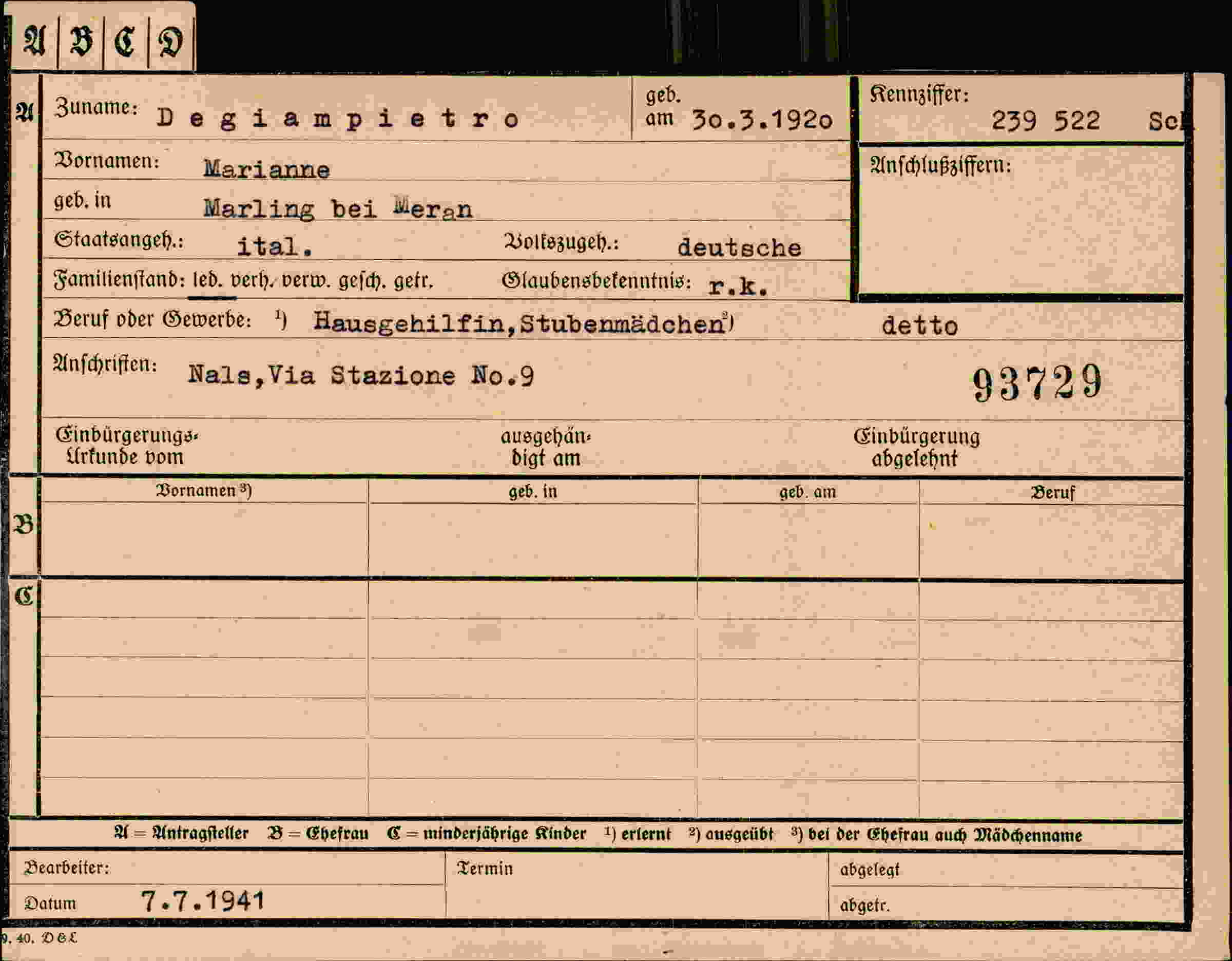 Dokument für Marianns Degiampietro