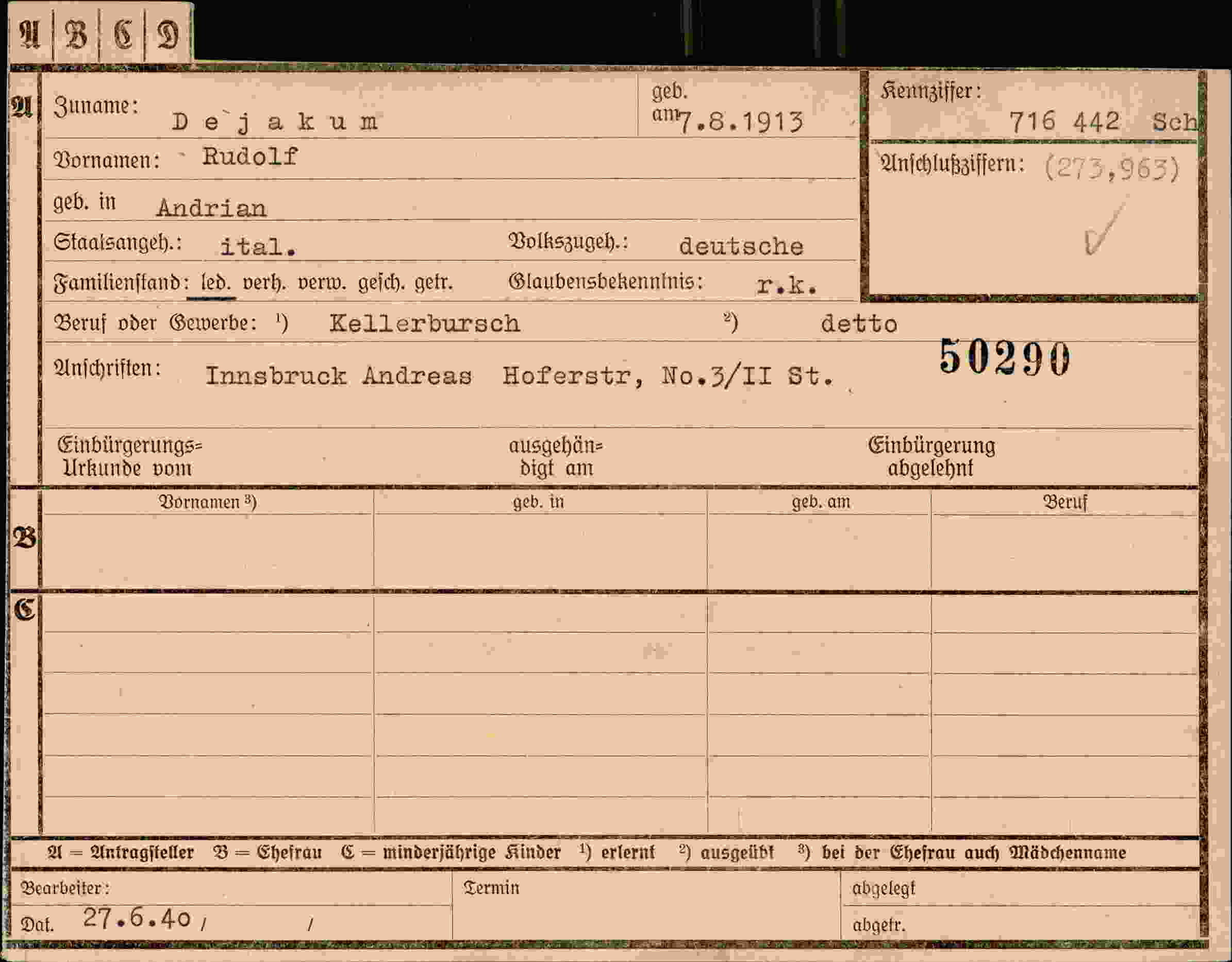 Dokument für Rudolf Dejakum