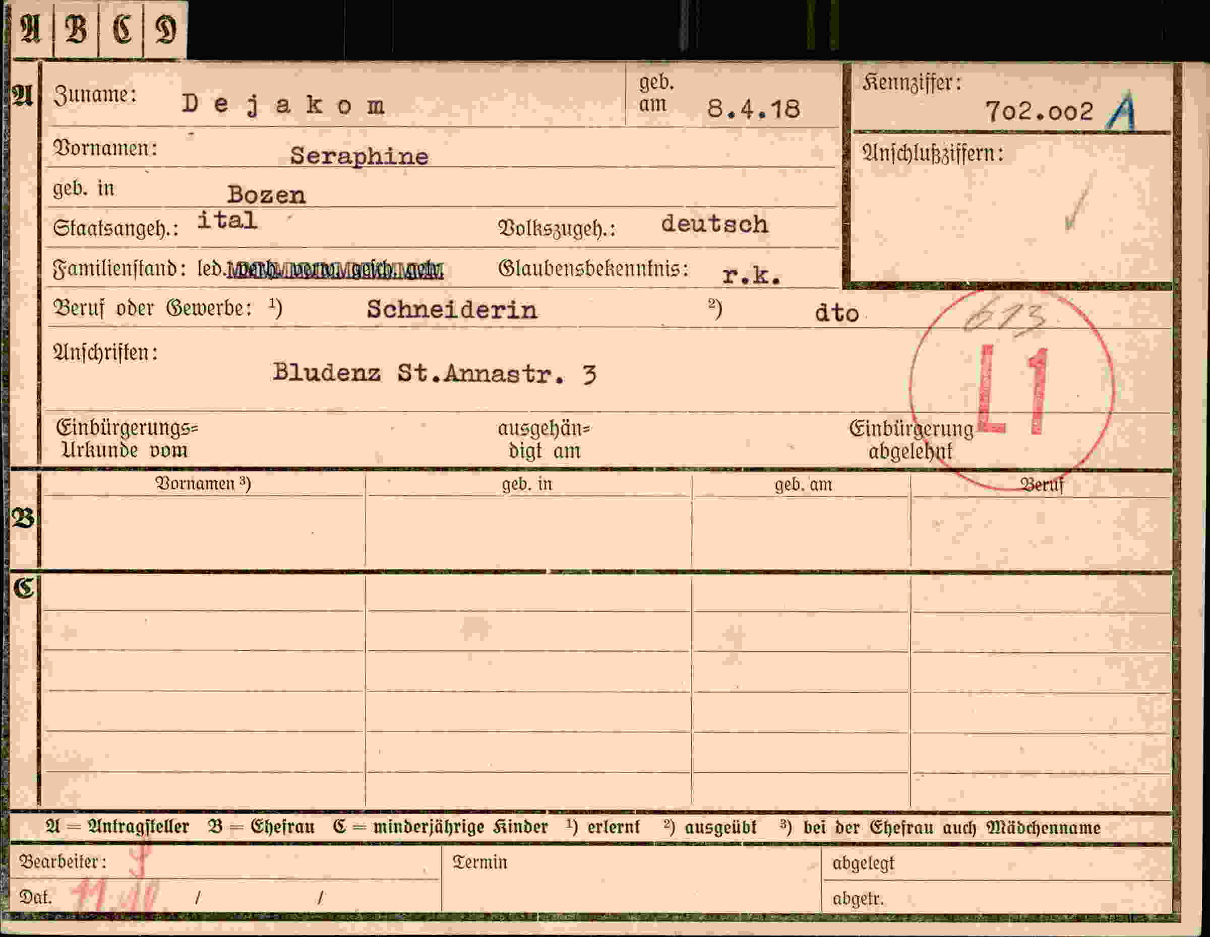 Vorderseite des Dokuments