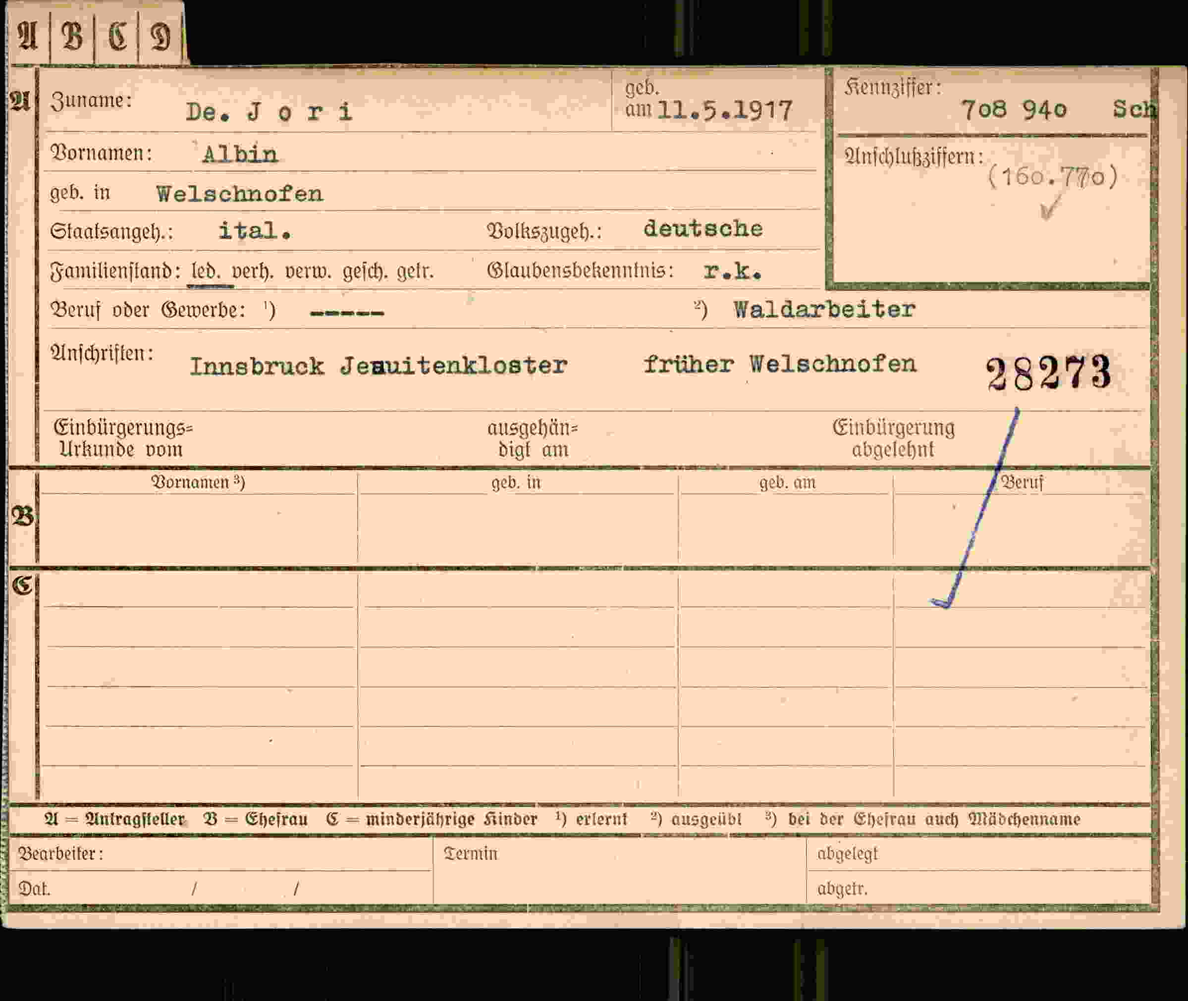 Dokument für Albin Dejori