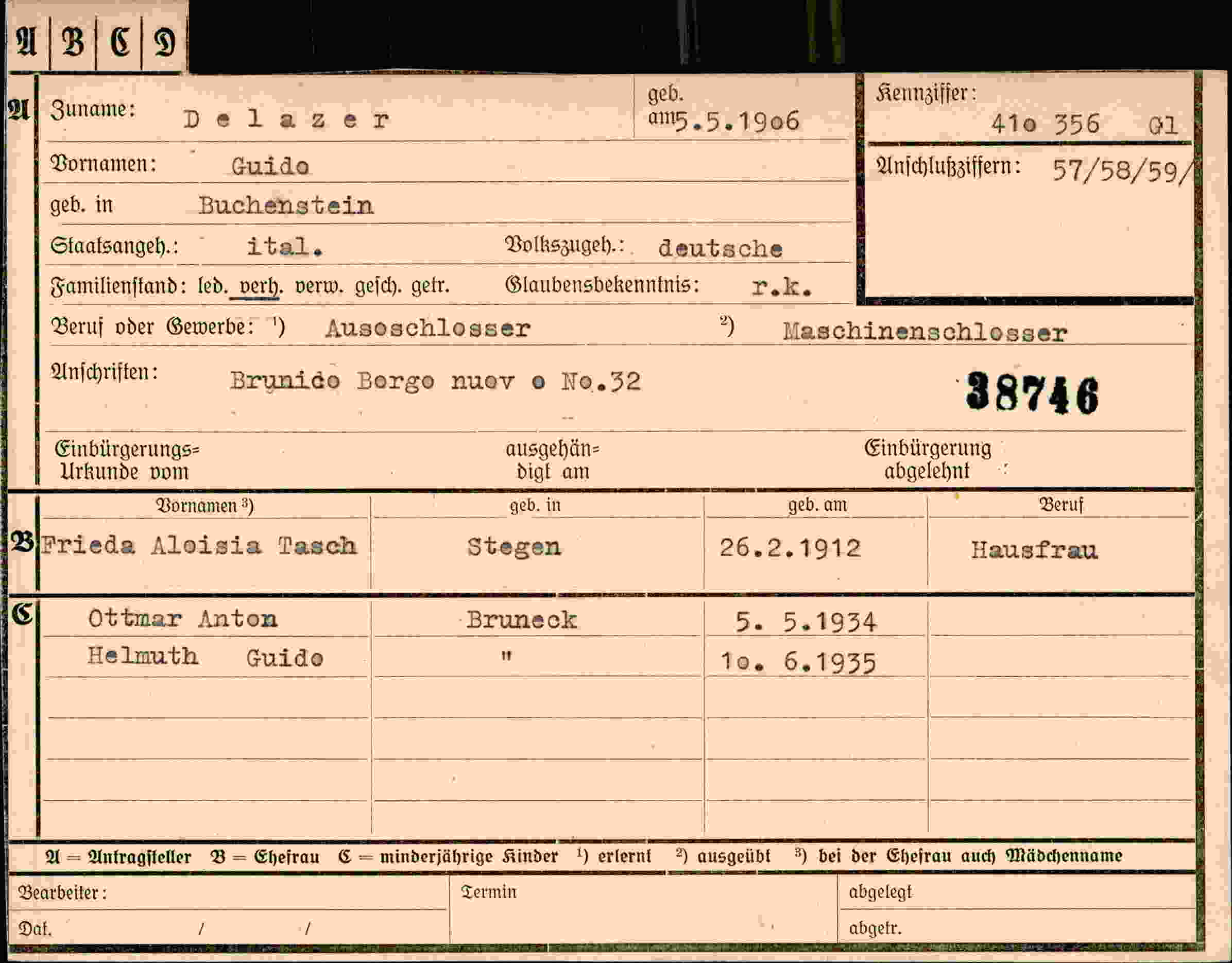 Dokument für Guido Delazer