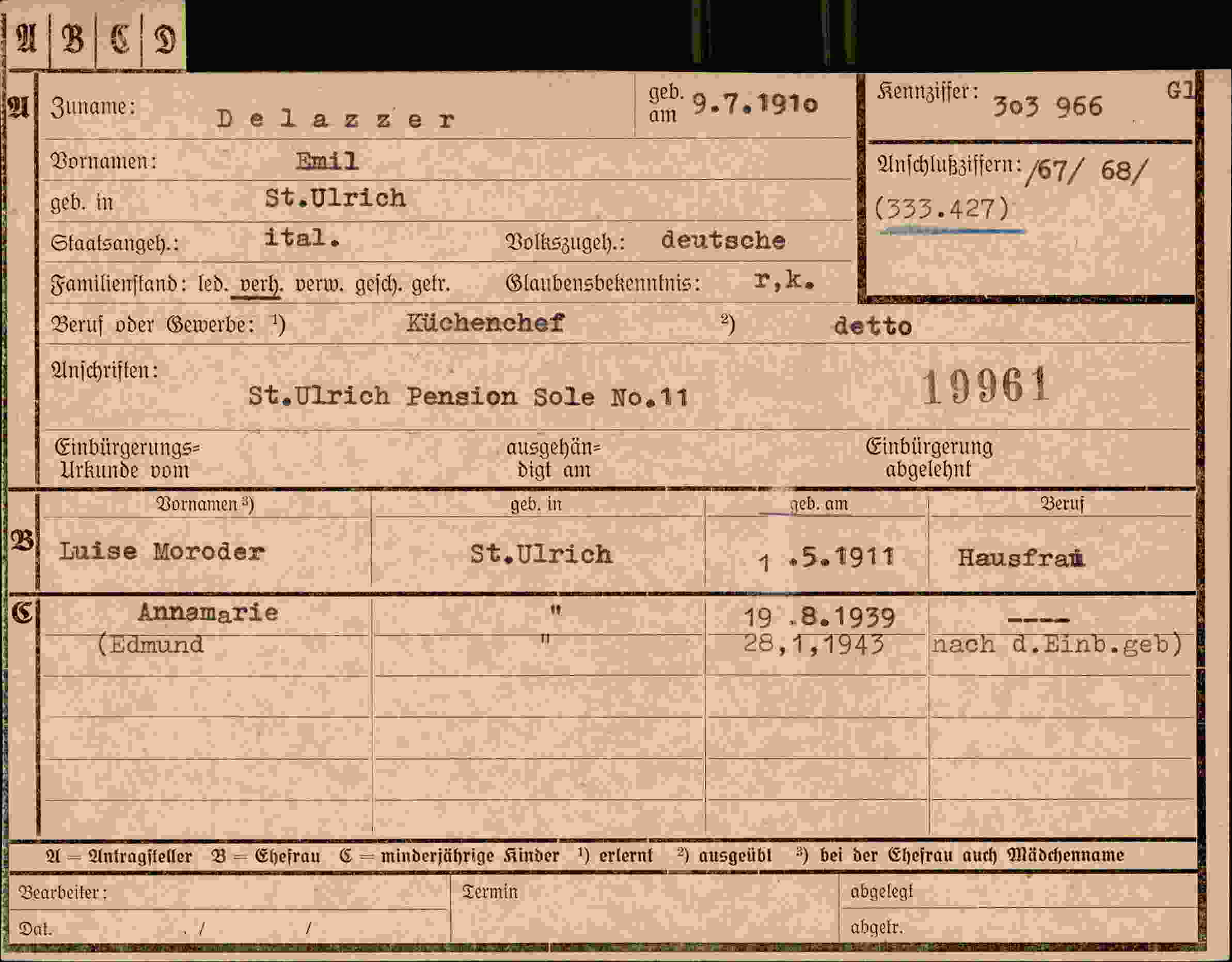 Dokument für Emil Delazzer
