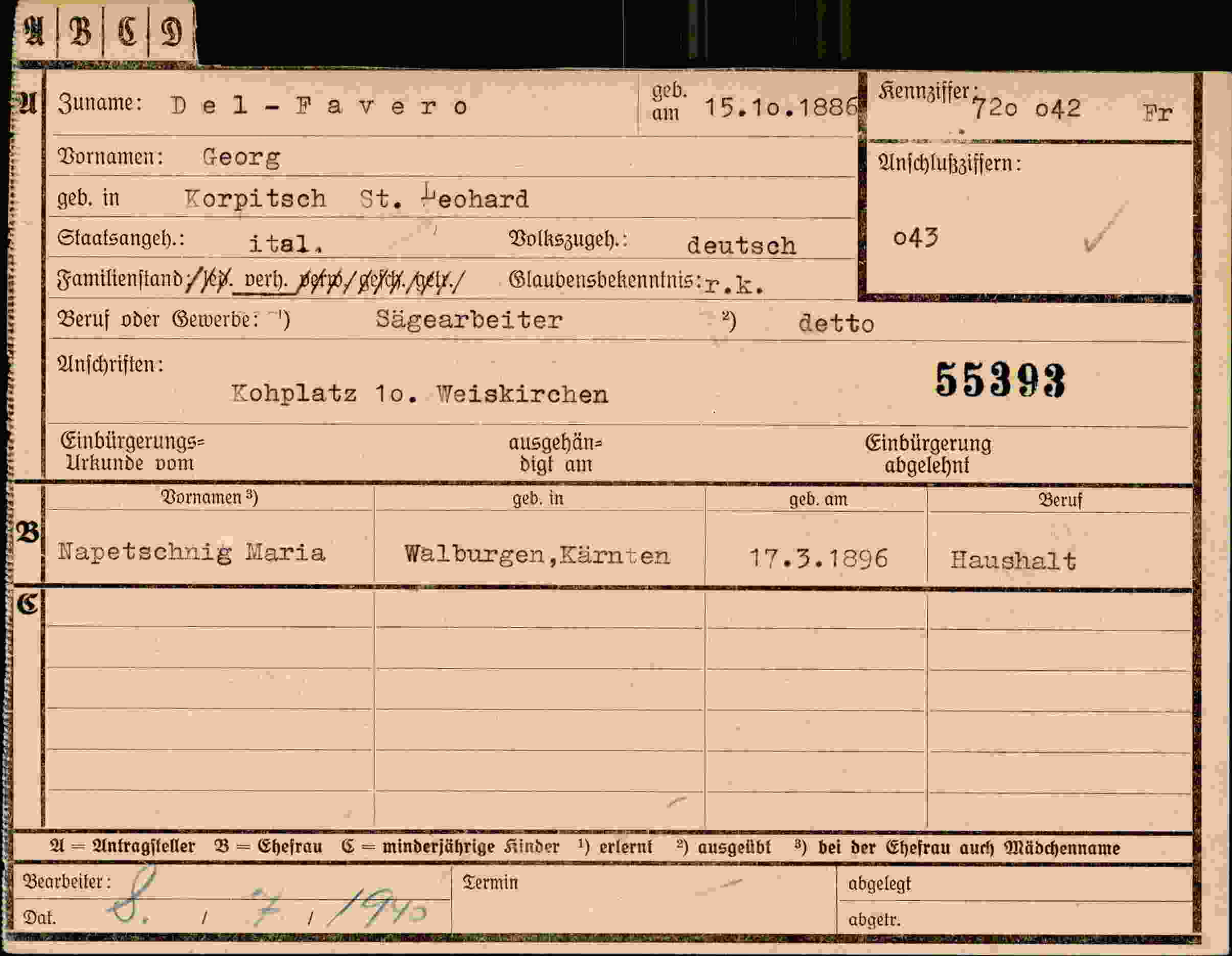 Dokument für Georg Del - Favero