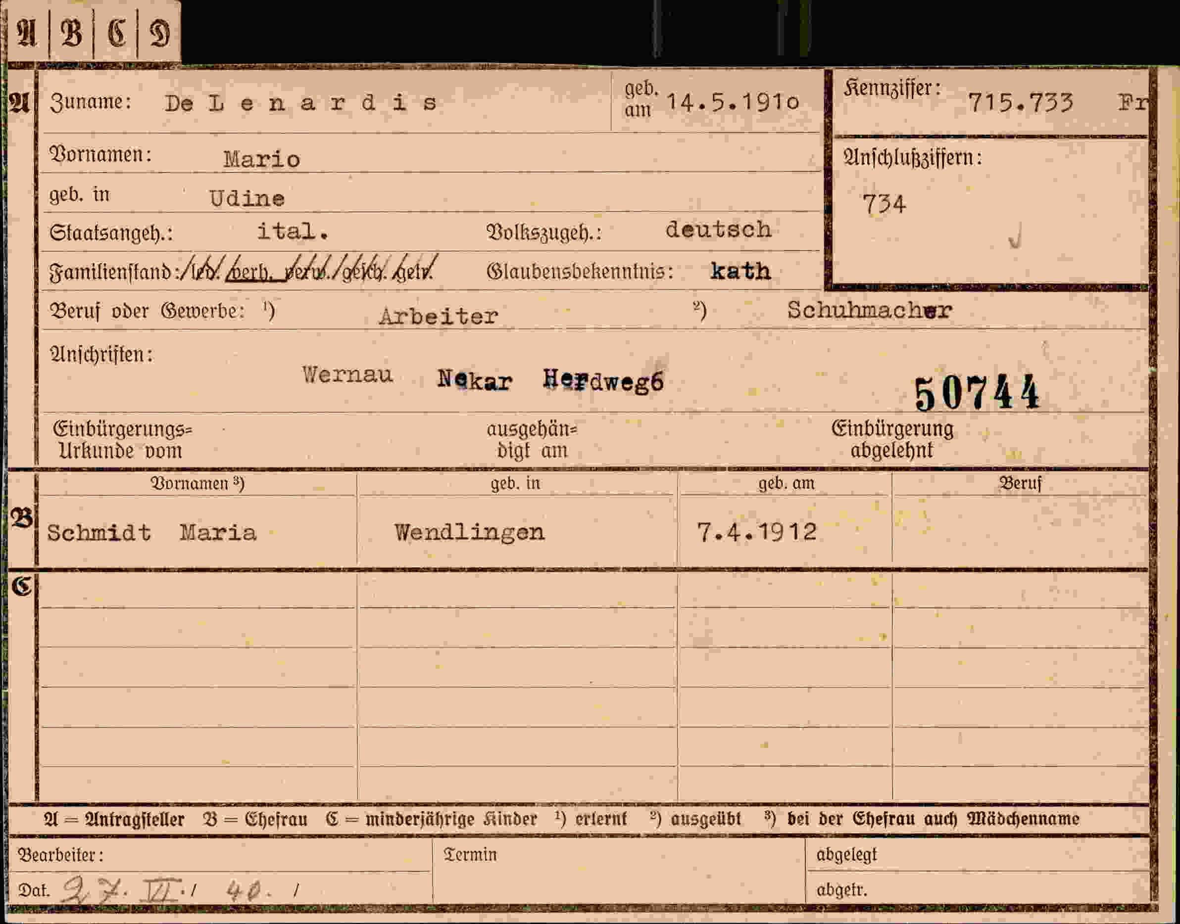 Dokument für Marie De Lenardis
