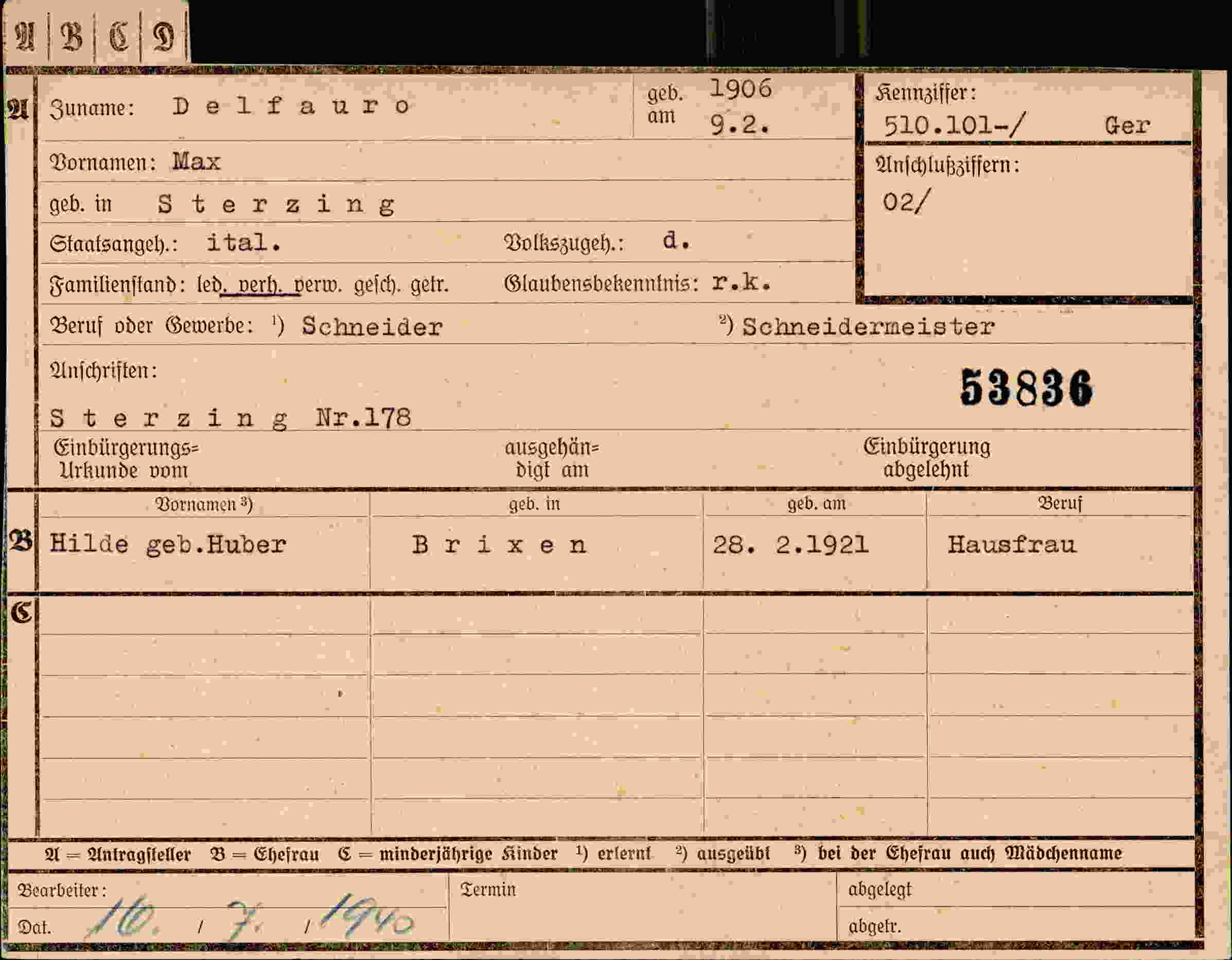 Dokument für Max Delfauro