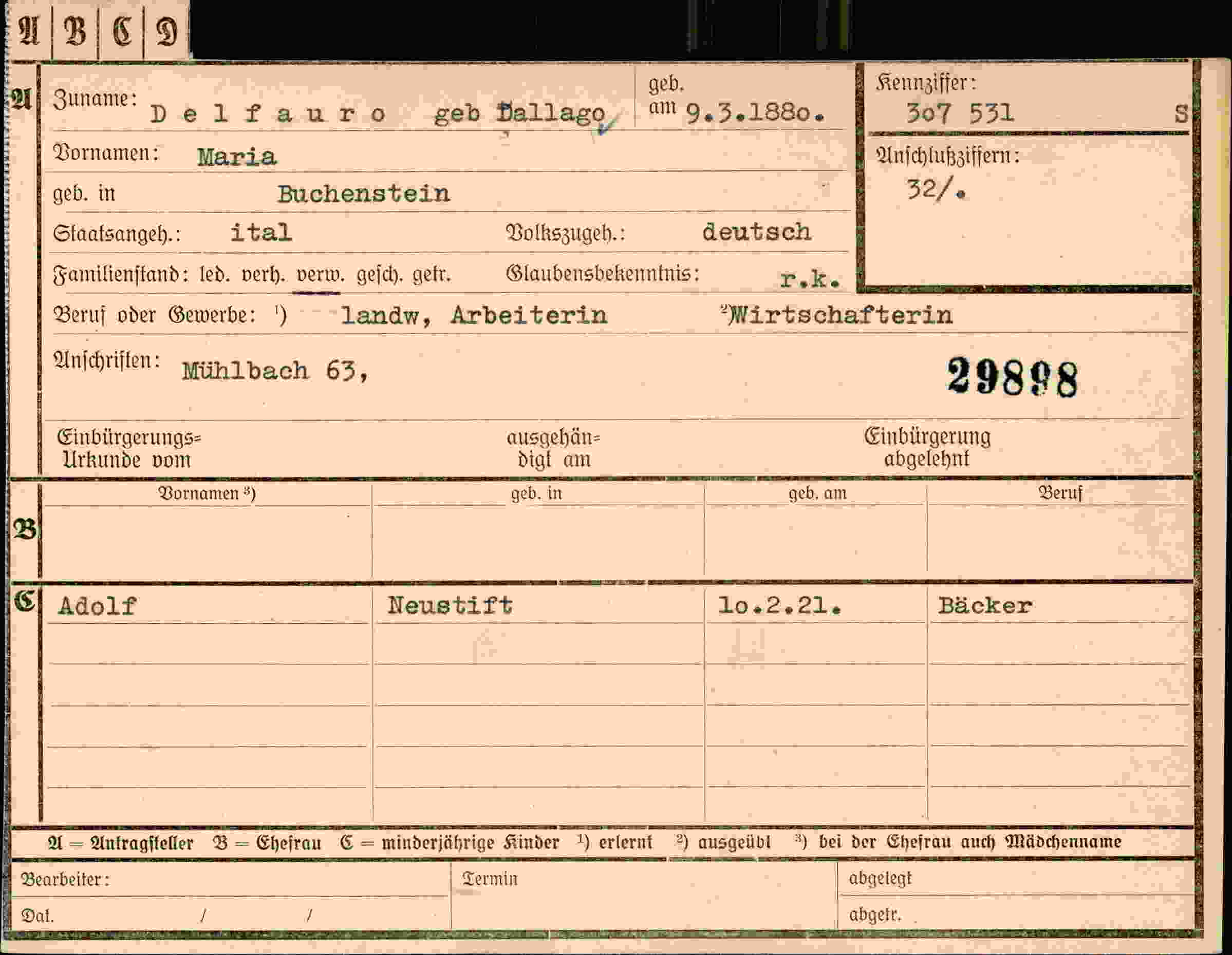 Vorderseite des Dokuments
