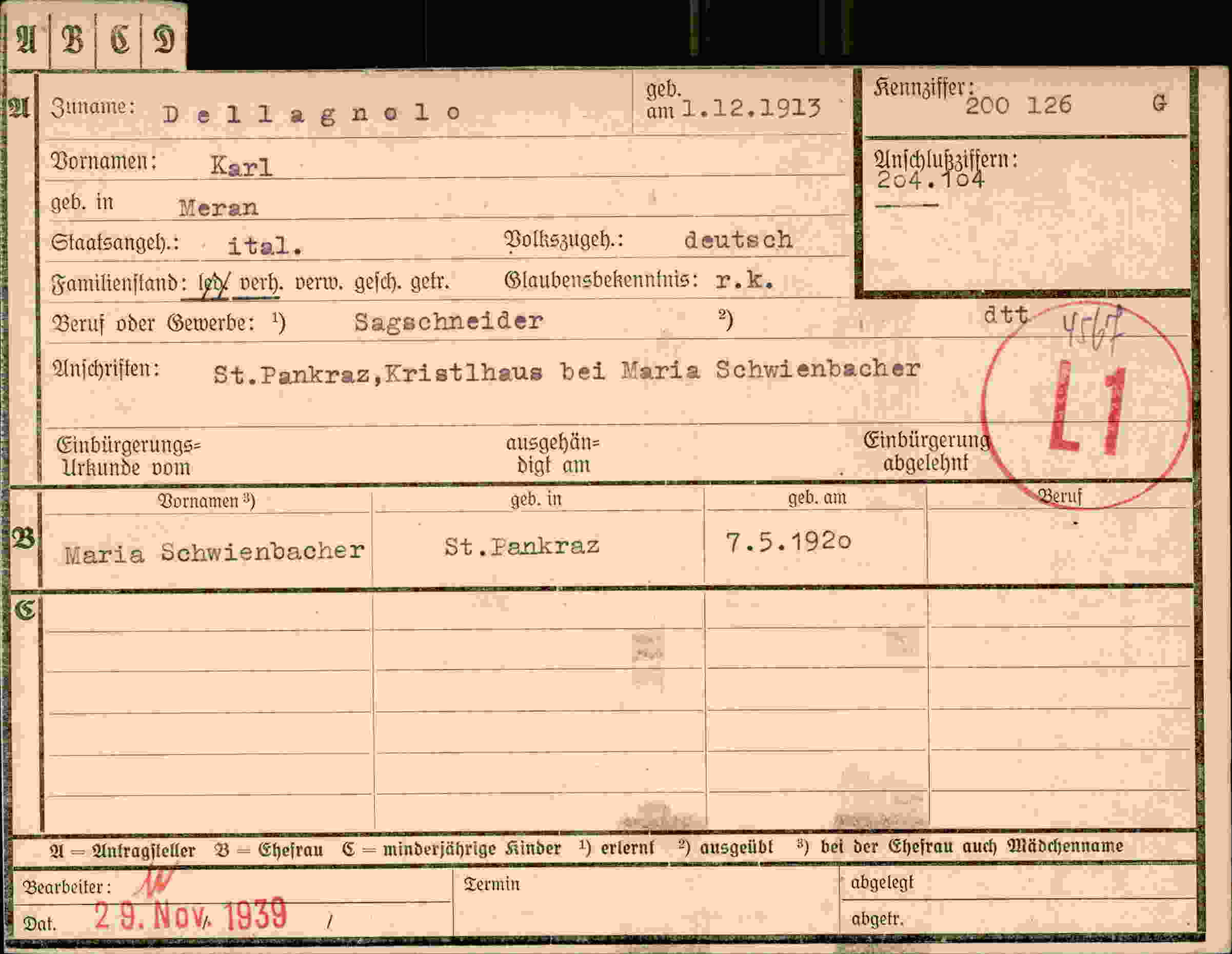 Dokument für Karl Dellagnolo