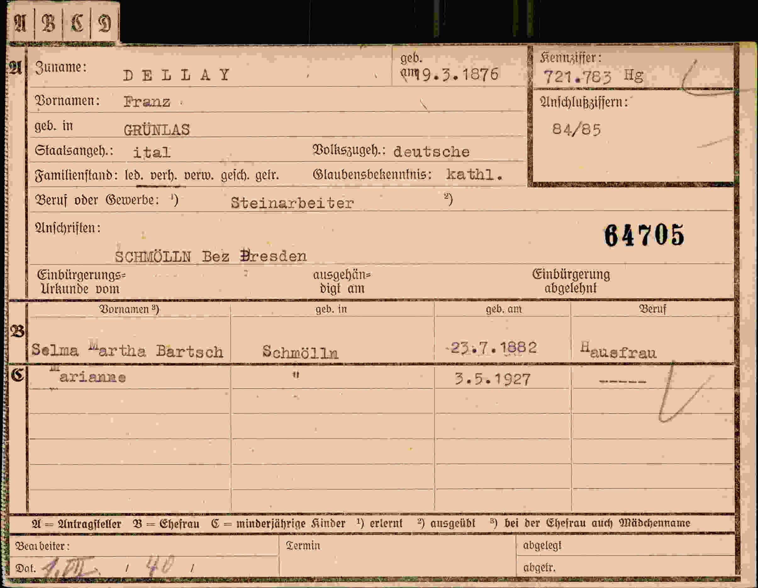 Dokument für Franz Dellay